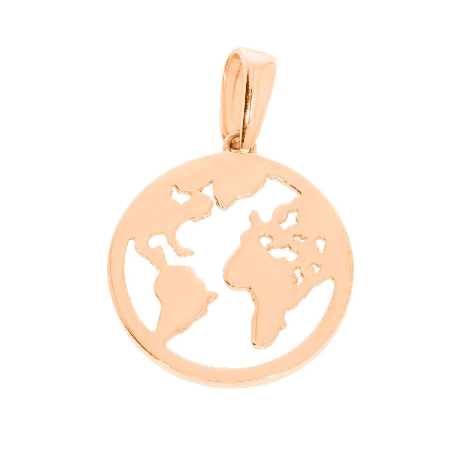 Stella-Jewellery Kette mit Anhänger Weltkugel 585er Gold Rotgold Globus Erde  Weltkarte (inkl. Etui), Anhänger