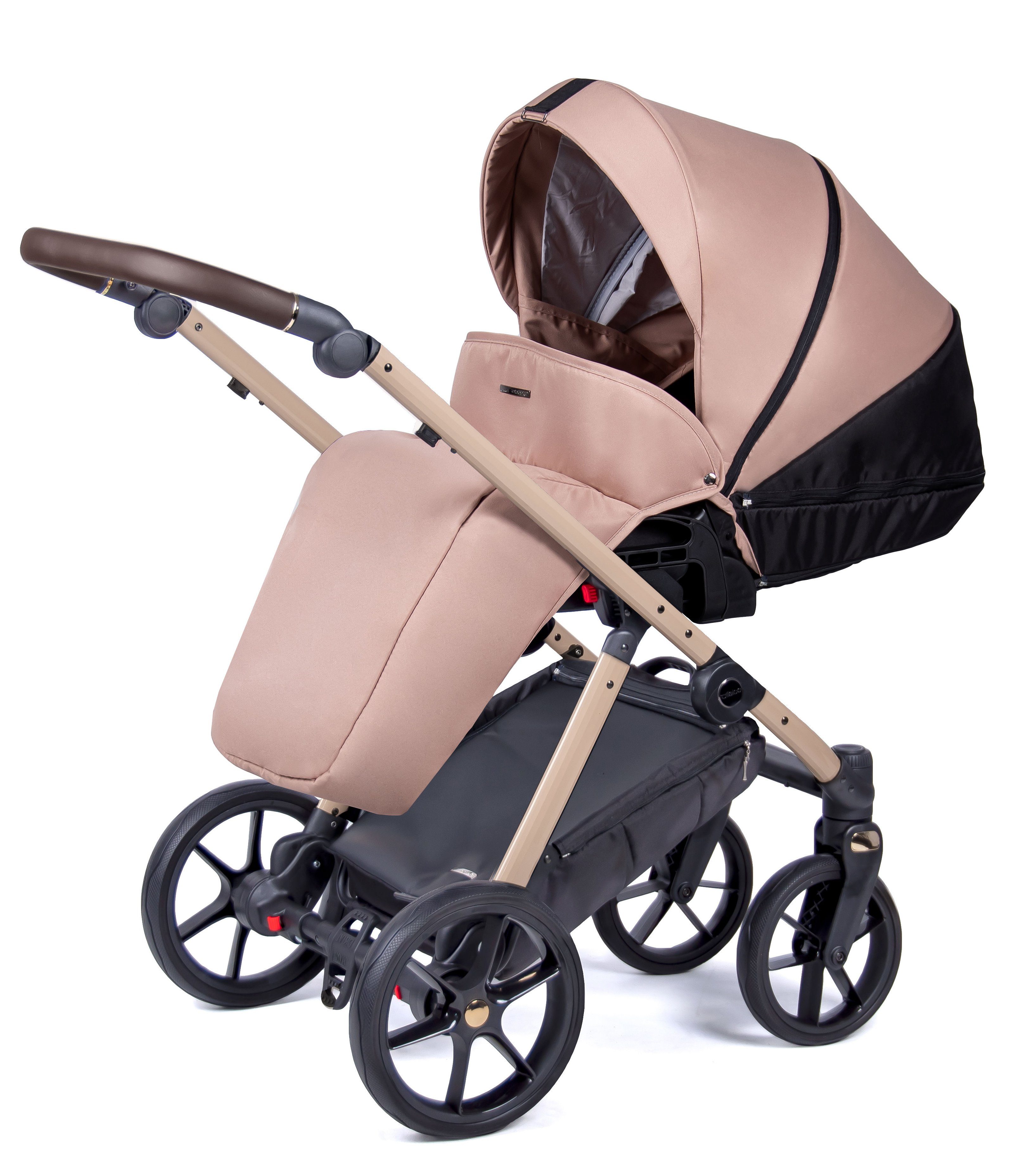 babies-on-wheels Kombi-Kinderwagen 2 in 14 24 - Axxis 1 Kinderwagen-Set - Teile in Beige = Designs Gestell beige