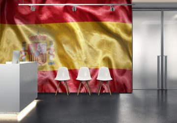 wandmotiv24 Fototapete Wehende spanische Flagge, glatt, Wandtapete, Motivtapete, matt, Vliestapete