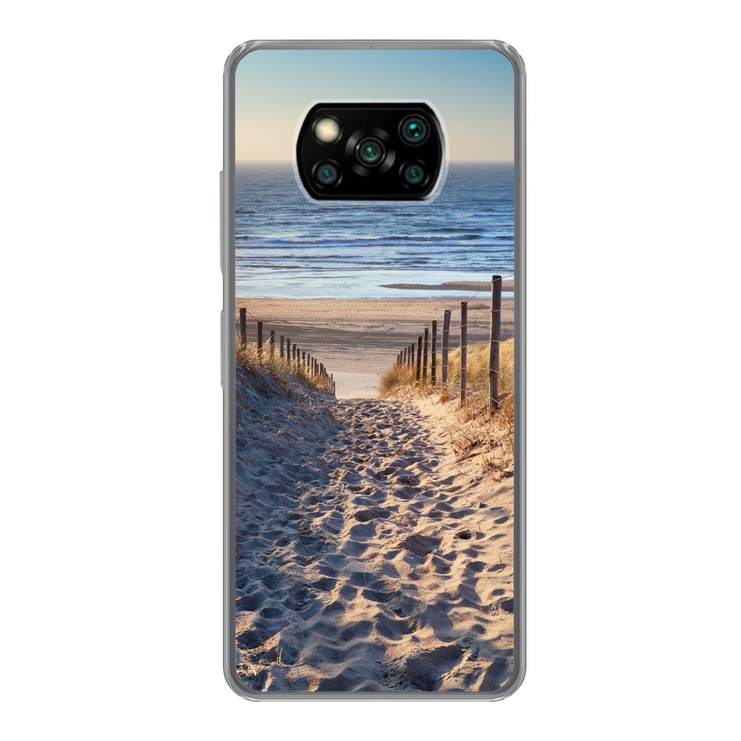 MuchoWow Handyhülle für Xiaomi Poco X3 Pro Strand - Meer - Niederlande - Dünen - Sonne, Phone Case, Silikon, Schutzhülle Dünn