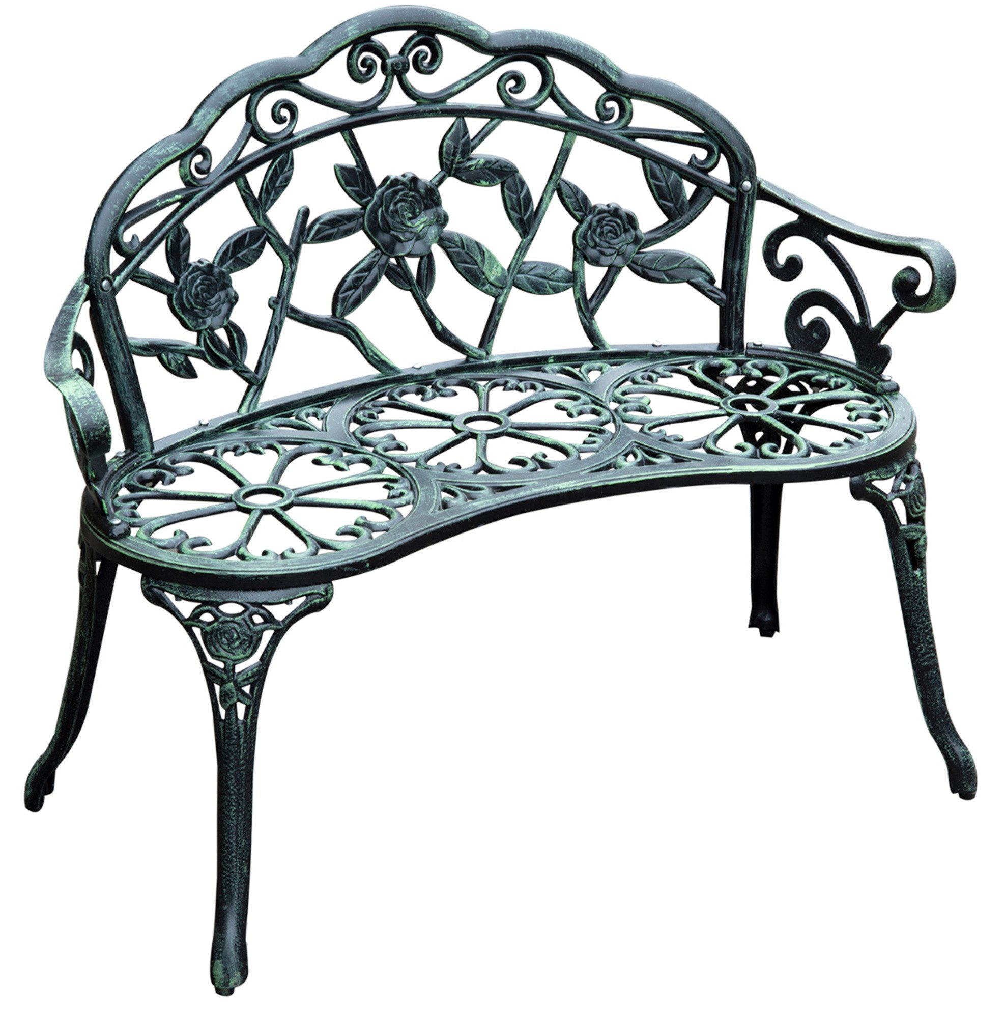REDOM Gartenbank Sitzbank Schwarz Metall 100 x 54 x 78 cm Gartenmöbel Bank (Packung, 1-St., Outdoor Parkbank als Sitzgelegenheit im Außenbereich), 2-Sitzer Bank für Terrasse Garten und Balkon geeignet