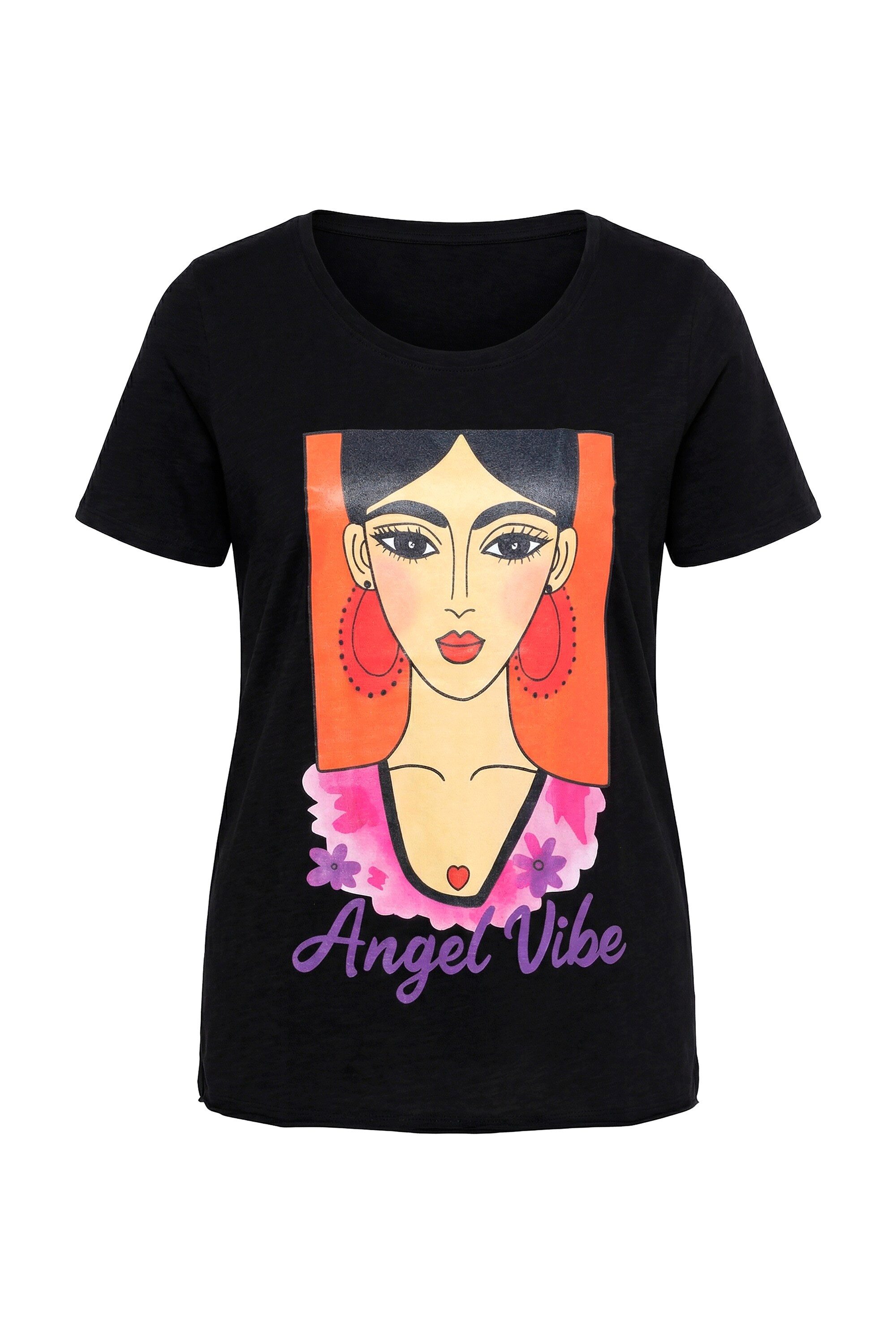Angel of Style T-Shirt T-Shirt Frauen-Motiv offene Kanten Halbarm günstig online kaufen
