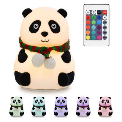 Navaris LED Nachtlicht, LED Nachtlicht Pandabär Design - Fernbedienung Micro USB Kabel - Süße RGB Farbwechsel Kinder Nachttischlampe - Panda Schlummerlicht Weiß