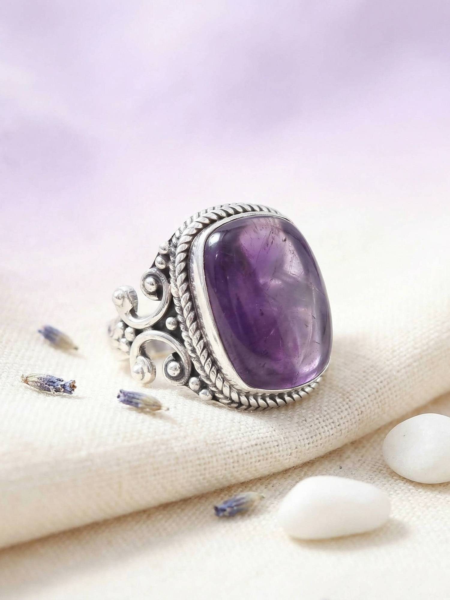 mantraroma Silberring SERAPANA aus 925 Silber mit Amethyst (Ring mit Schmuc günstig online kaufen