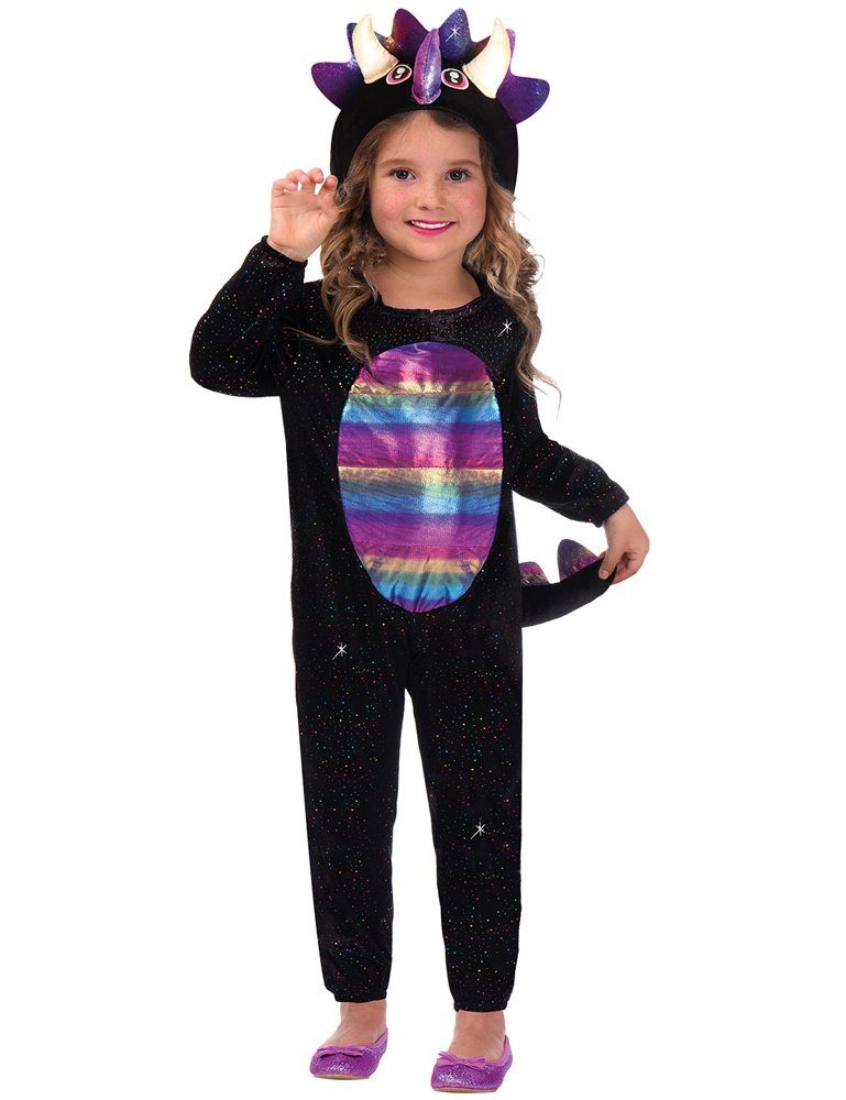 Amscan Kostüm Dinosaurier Kostüm "Dazzling Dino" für Mädchen - Schwarz Pink, Kinderkostüm