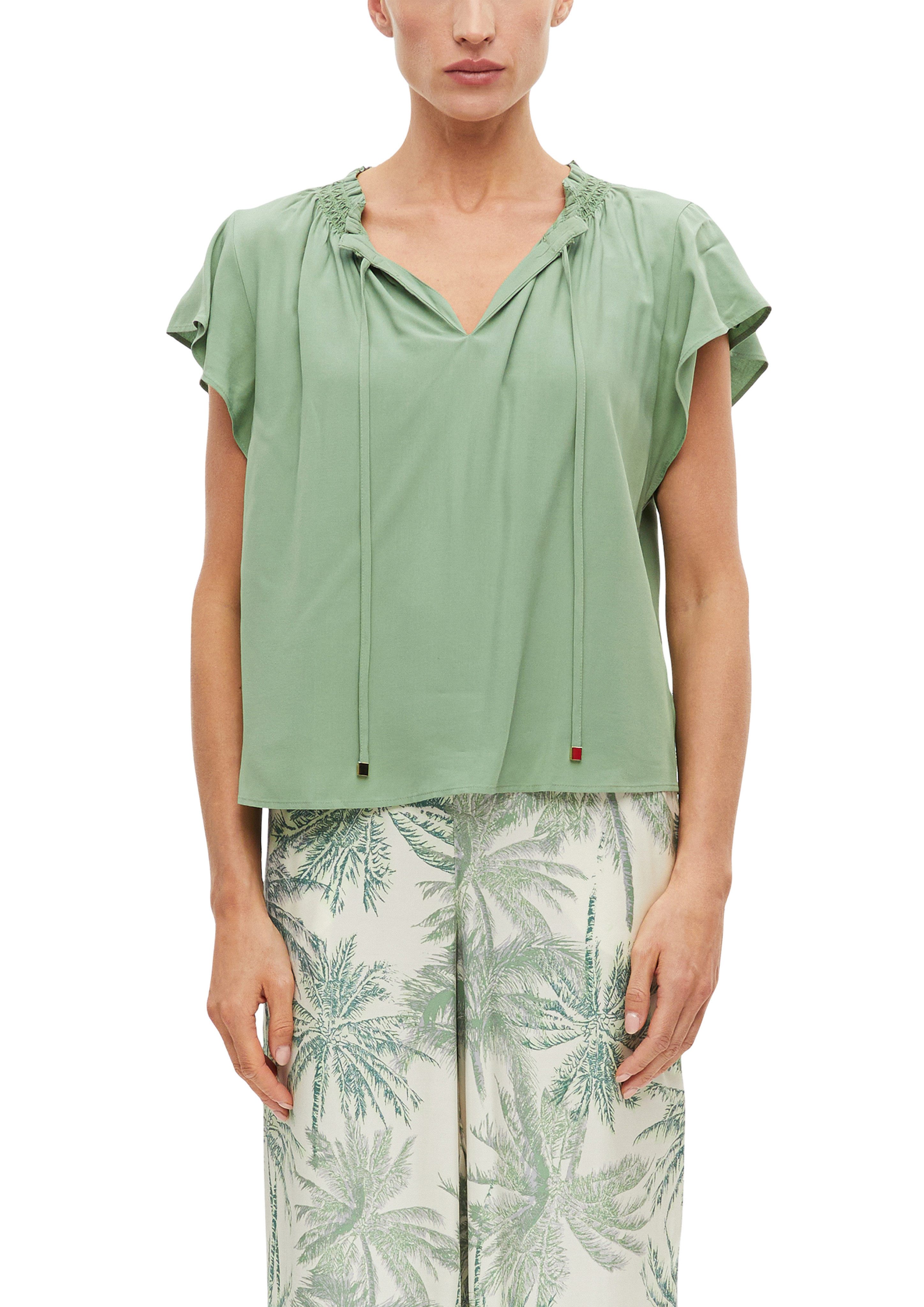 s.Oliver BLACK LABEL Schlupfbluse Sommershirt mit Bindeband und aus Viskose