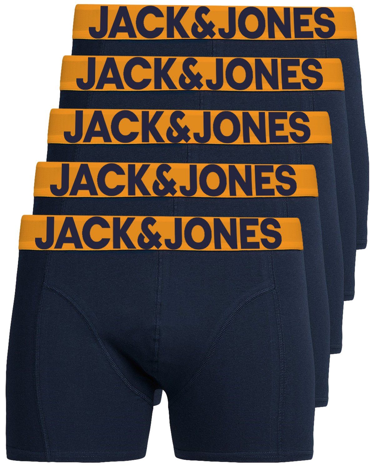 & Solid navy elastische Jones Baumwollqualität Boxershorts 5er (5-St., Pack) Passform gute Jack durch