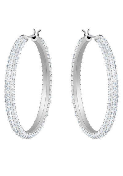 Swarovski Paar Сережки-кільця Stone, weiss, rhodiniert, 5389432, mit Swarovski® Kristallen