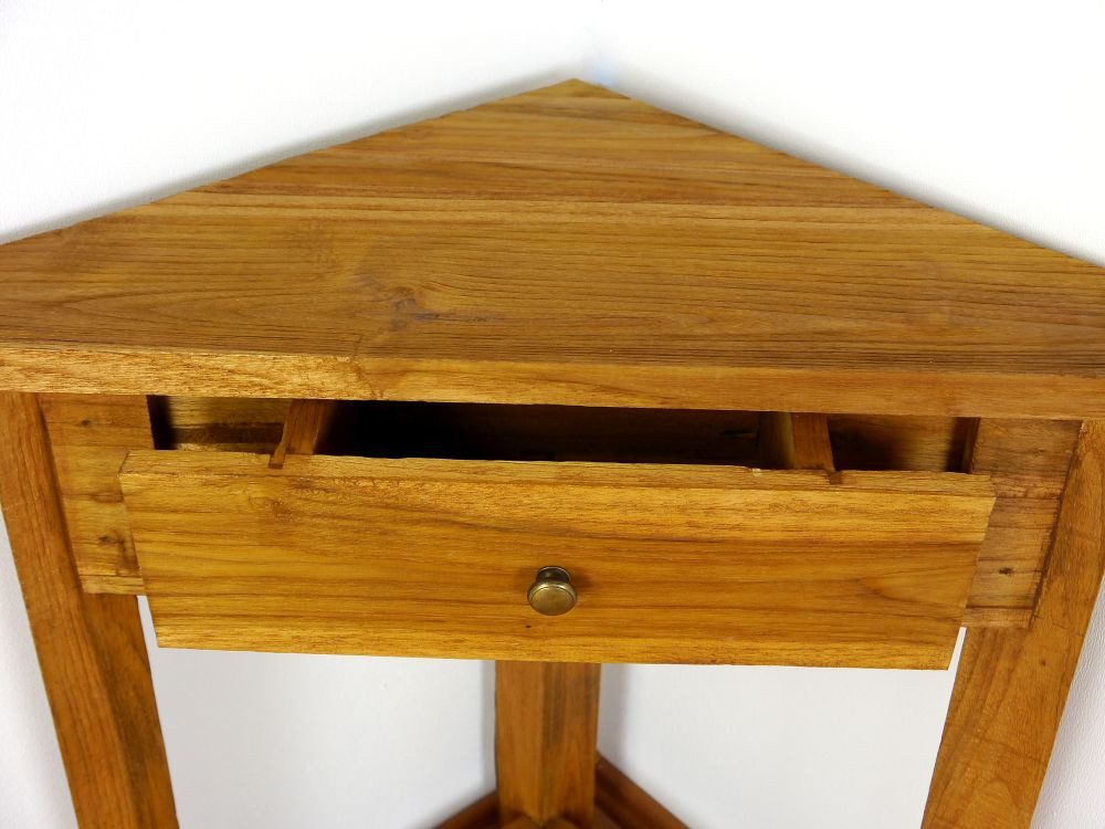 Eckschrank Eckschränkchen mit Schublade aus Java, Teakholz, 62x34x70cm