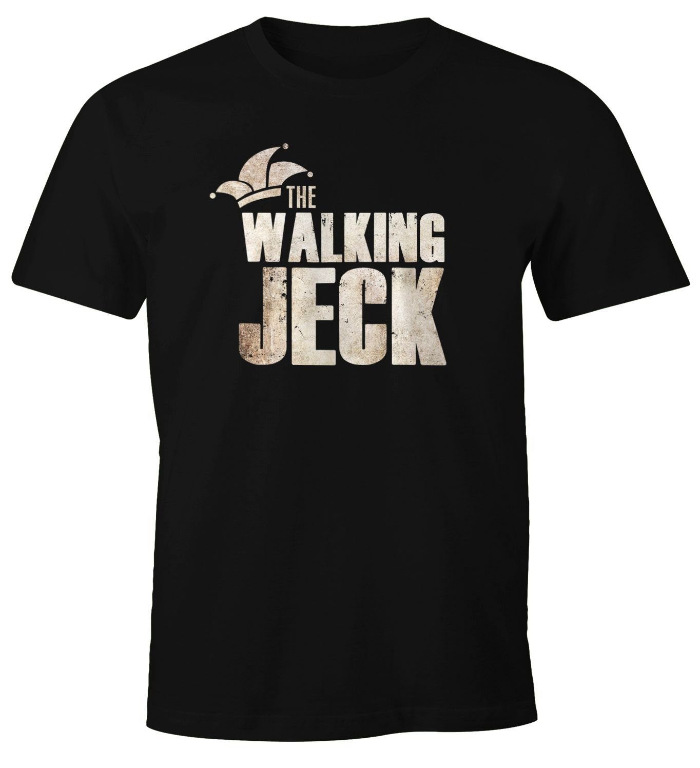 Print-Shirt Herren T-Shirt The Walking Jeck 2 Fasching Karneval Jecken Narren 2 Fun-Shirt Moonworks®