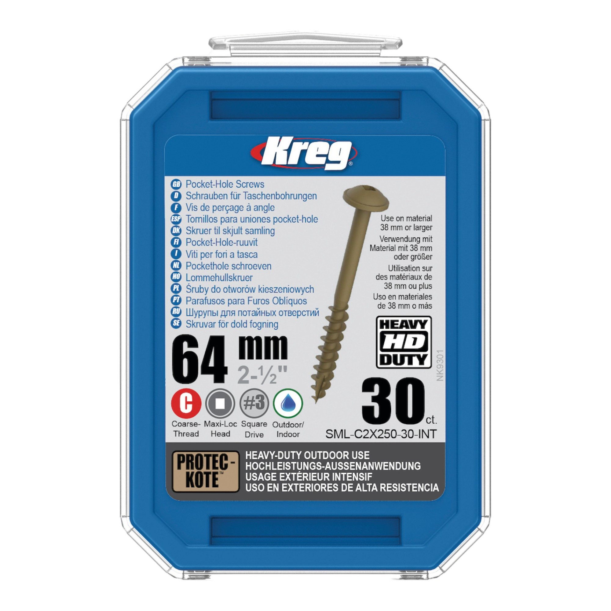 Kreg Schraube HD Protec-Kote Maxi-Loc 64 mm (SML-C2X250-30-INT) 30 Stück