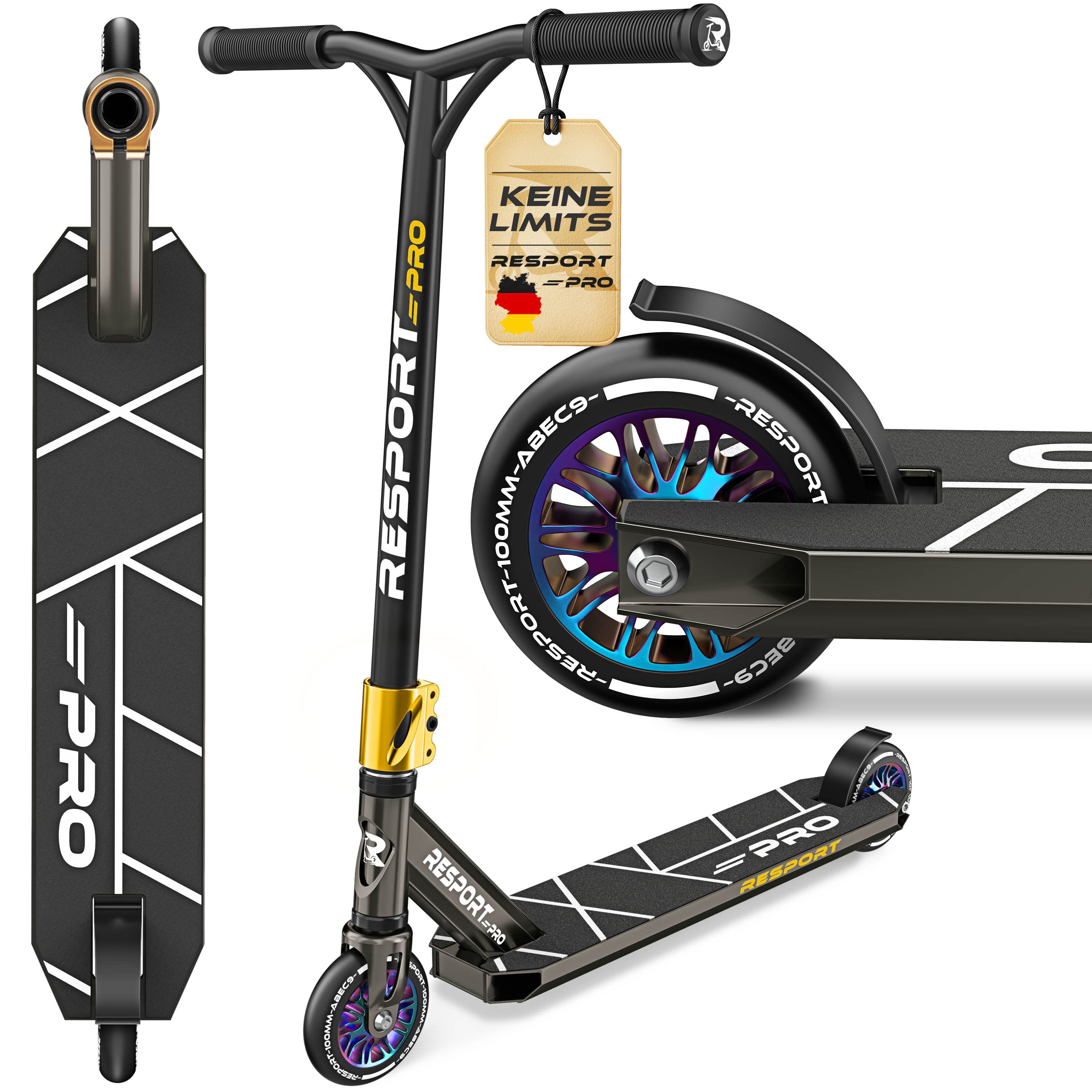 RE:SPORT Cityroller RE:SPORT® Revo Pro Stunt Scooter inkl. Ständer ABEC 9 Kugellagern, (Stuntscooter Kickscooter ABEC 9 Kugellager Trickroller, mit Ständer Profi Stuntroller 110mm PU Wheels & Y-Bar), Stunt Scooter REVO PRO für Kinder & Erwachsene