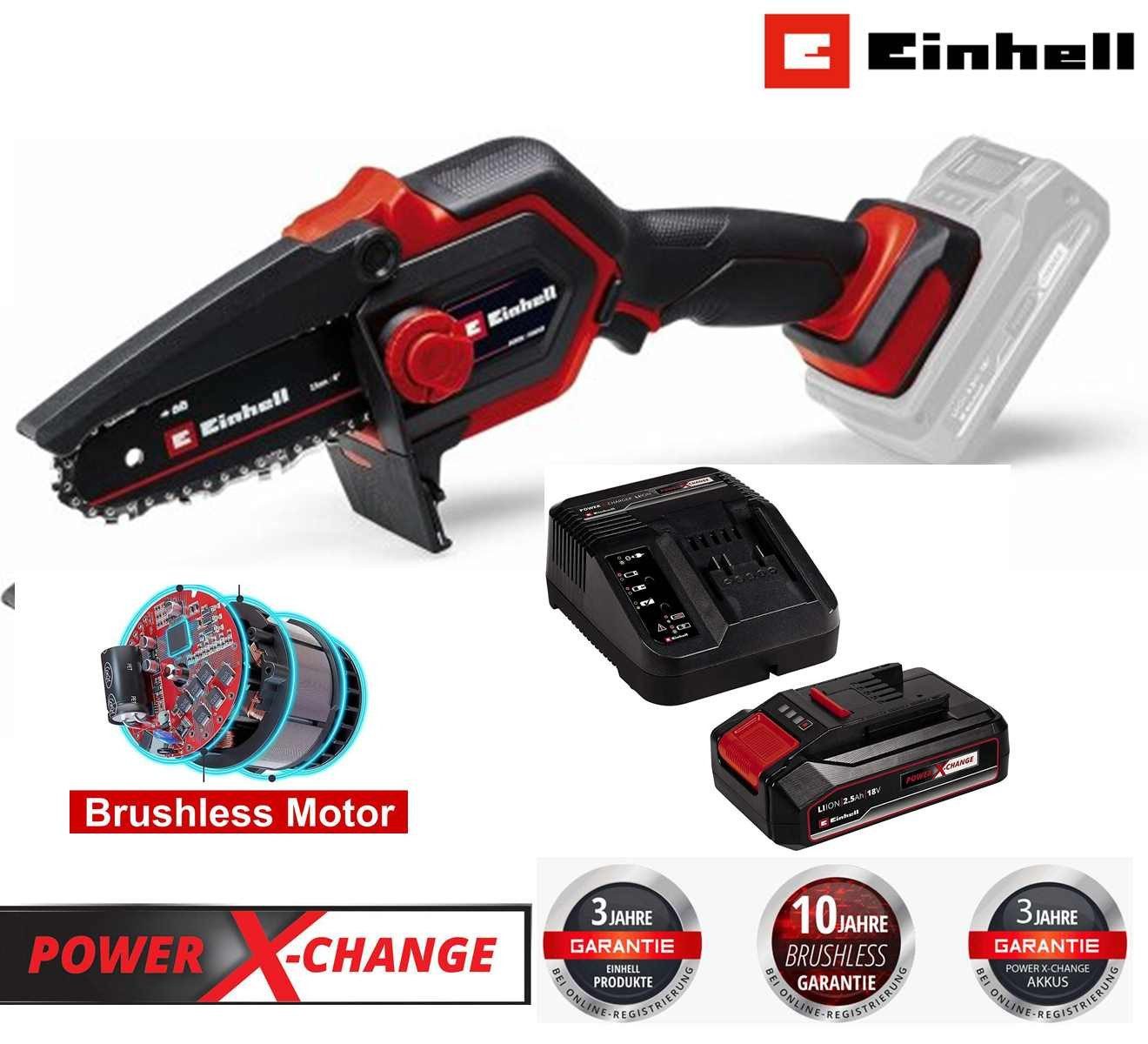 Einhell Akku-Kettensäge GE-PS 18/15 Li BL Kit, 15,8 cm Schwertlänge, Set, Teil der Power X-Change-Familie