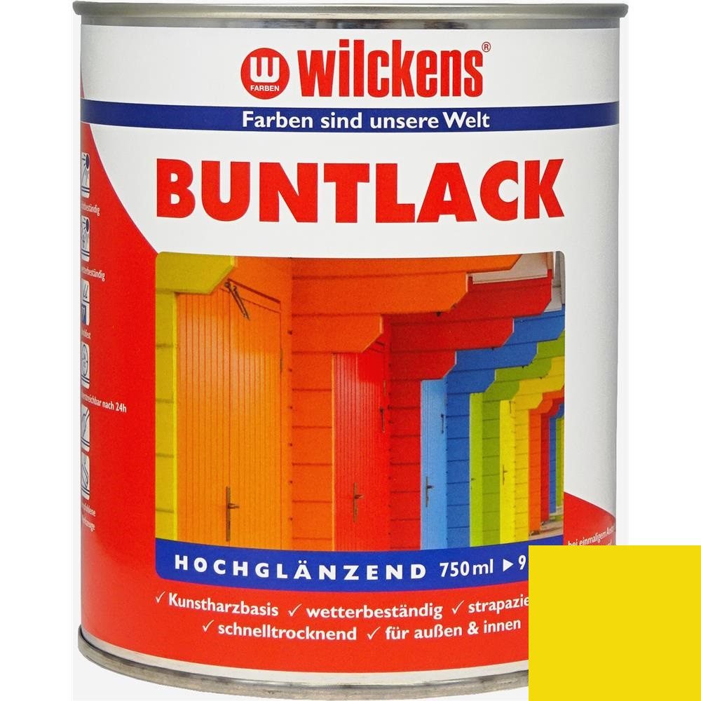 Wilckens Farben Kunstharzlack Buntlack Lack, hochglänzend, Rapsgelb RAL 1021, 750 ml