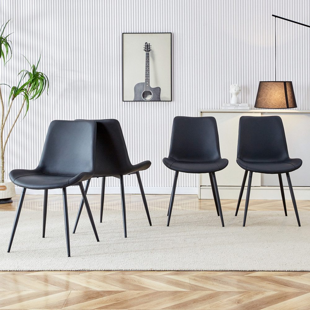 BBWL Esszimmerstuhl 4-teiliger Set aus Kunstleder modernes Design, mit breiter Sitzfläche Rückenlehne rutschfeste Metallfüße Home-Office – Bild 3 von 5