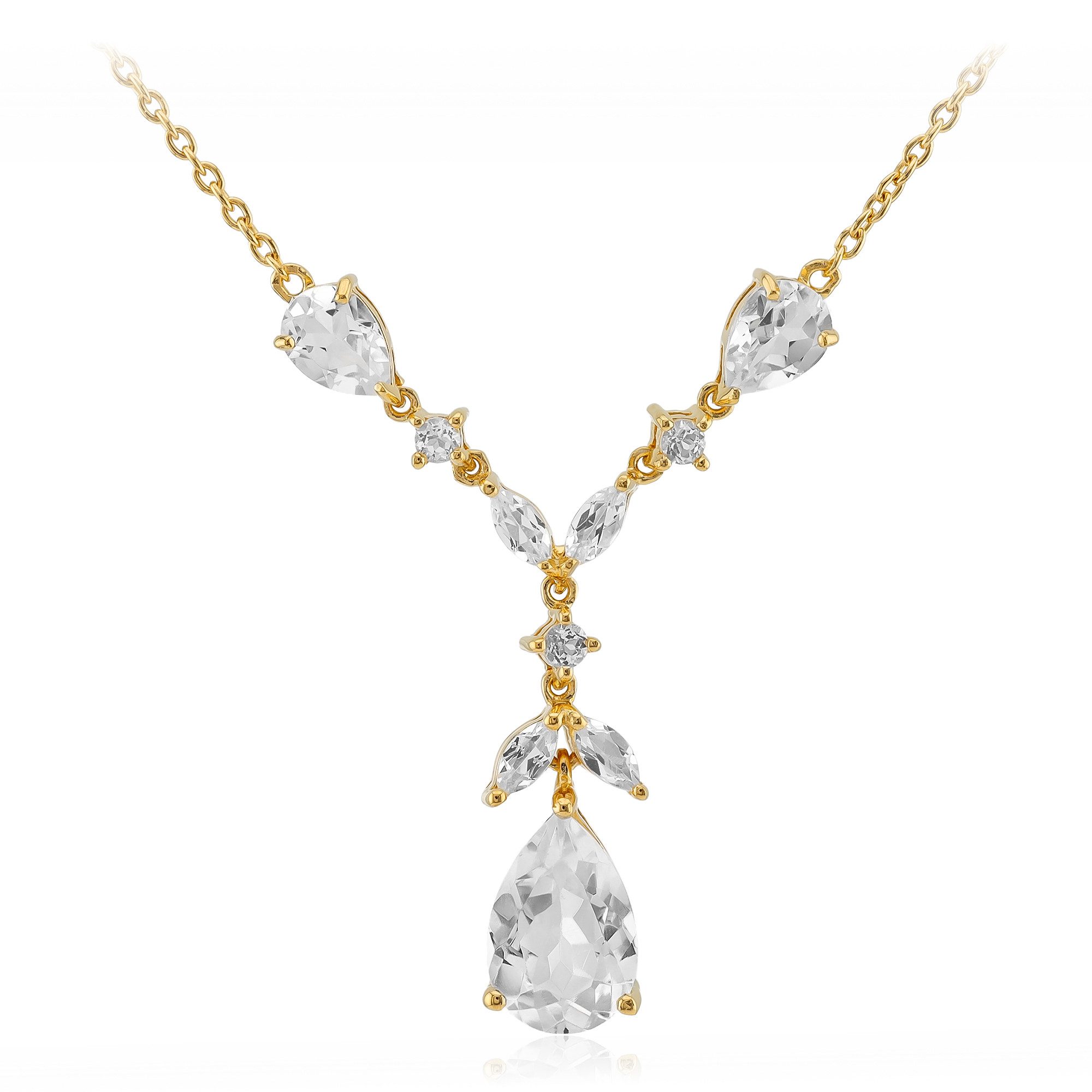 Silberkette Sterlingsilber Kette vergoldet mit 5,33 ct Topas V-Design 45,5 cm