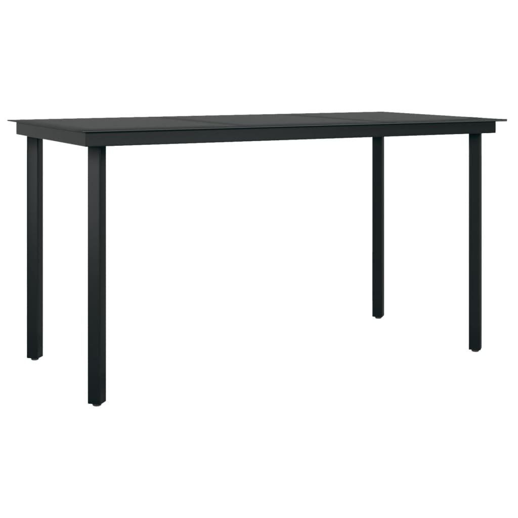 vidaXL Gartentisch 140 x 70 x 74 cm Gartentisch Schwarz 140x70 cm aus Stahl und Glas für
