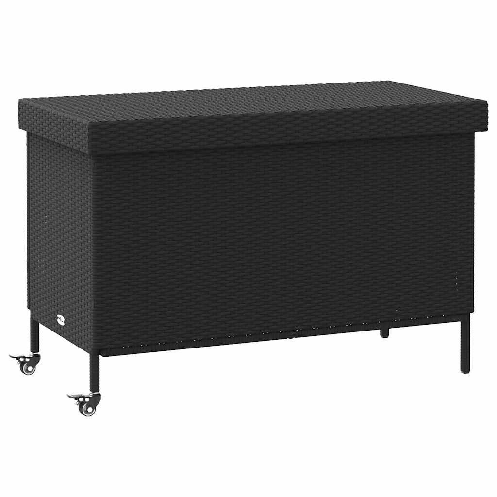 vidaXL Gartenbox Gartentruhe mit Rollen Schwarz 110x55x73 cm Poly Rattan