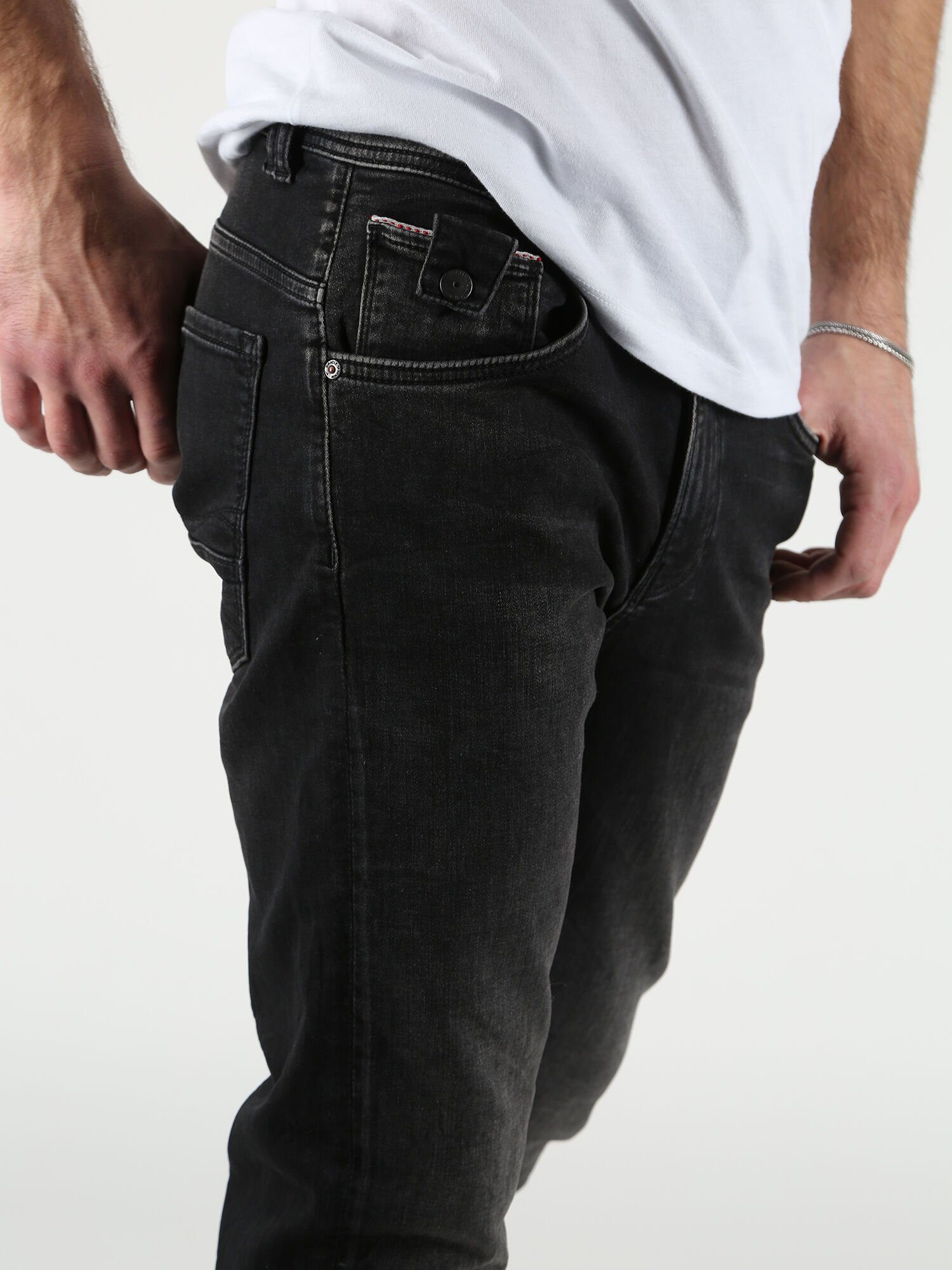 Miracle of Denim Regular-fit-Jeans Monsone 5-Pocket-Style Jogg Black