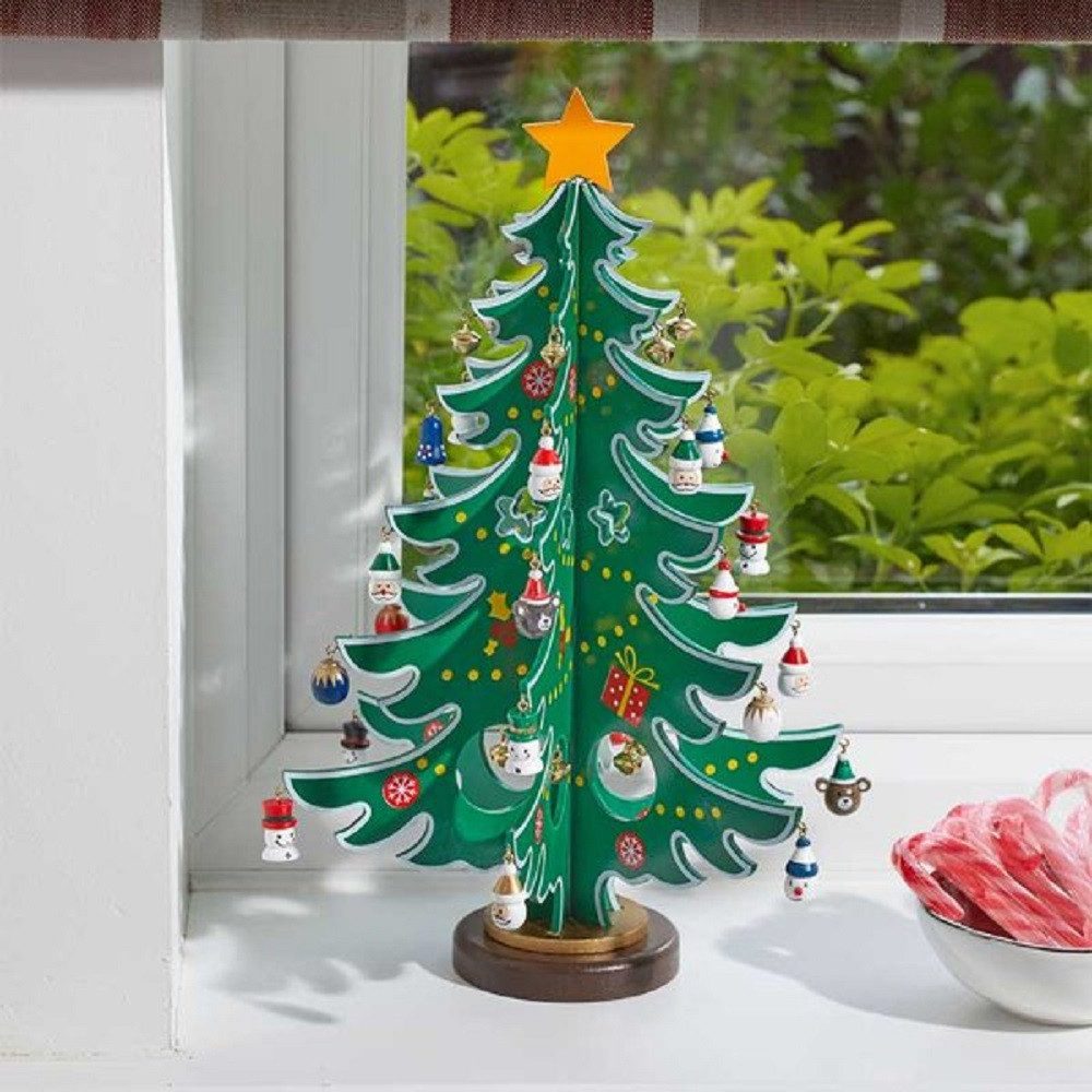 THREE KINGS Weihnachtsfigur DécoTree grün traditionell - Weihnachtsbaum Winterdeko 35 cm (1 St)