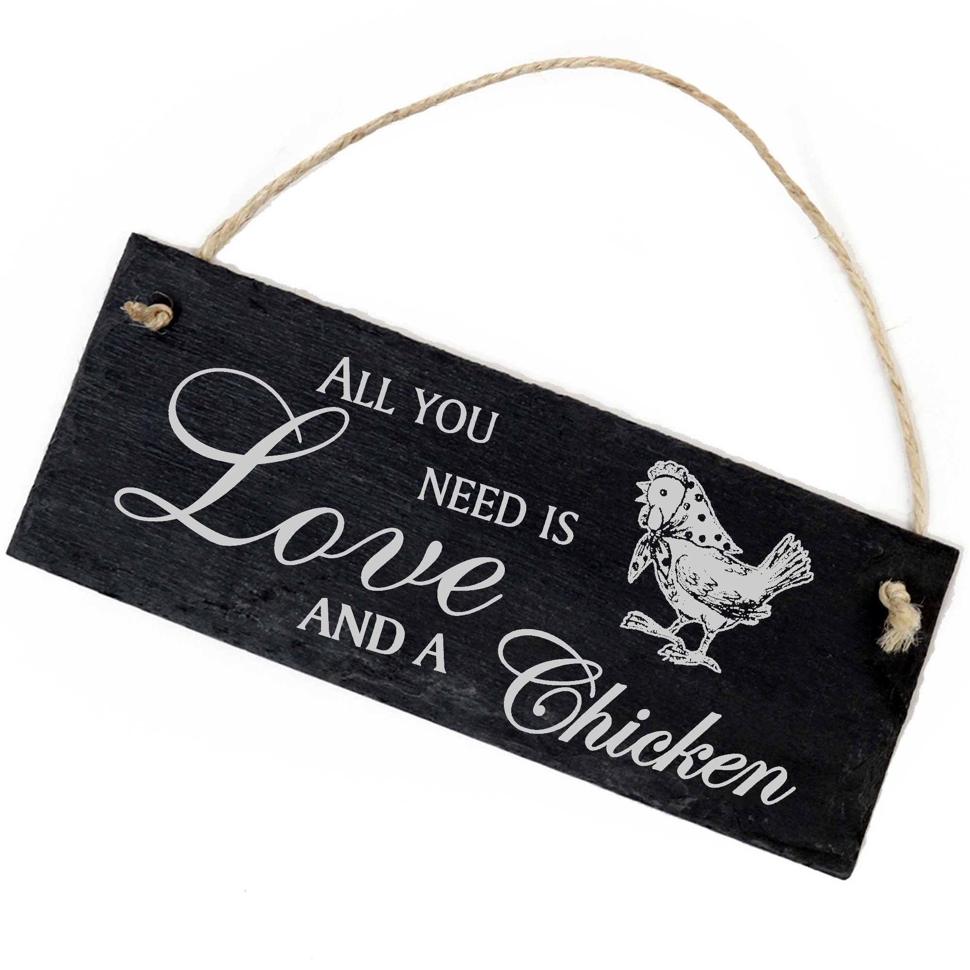 Dekolando Hängedekoration Huhn mit Kopftuch 22x8cm All you need is Love and a Chicken