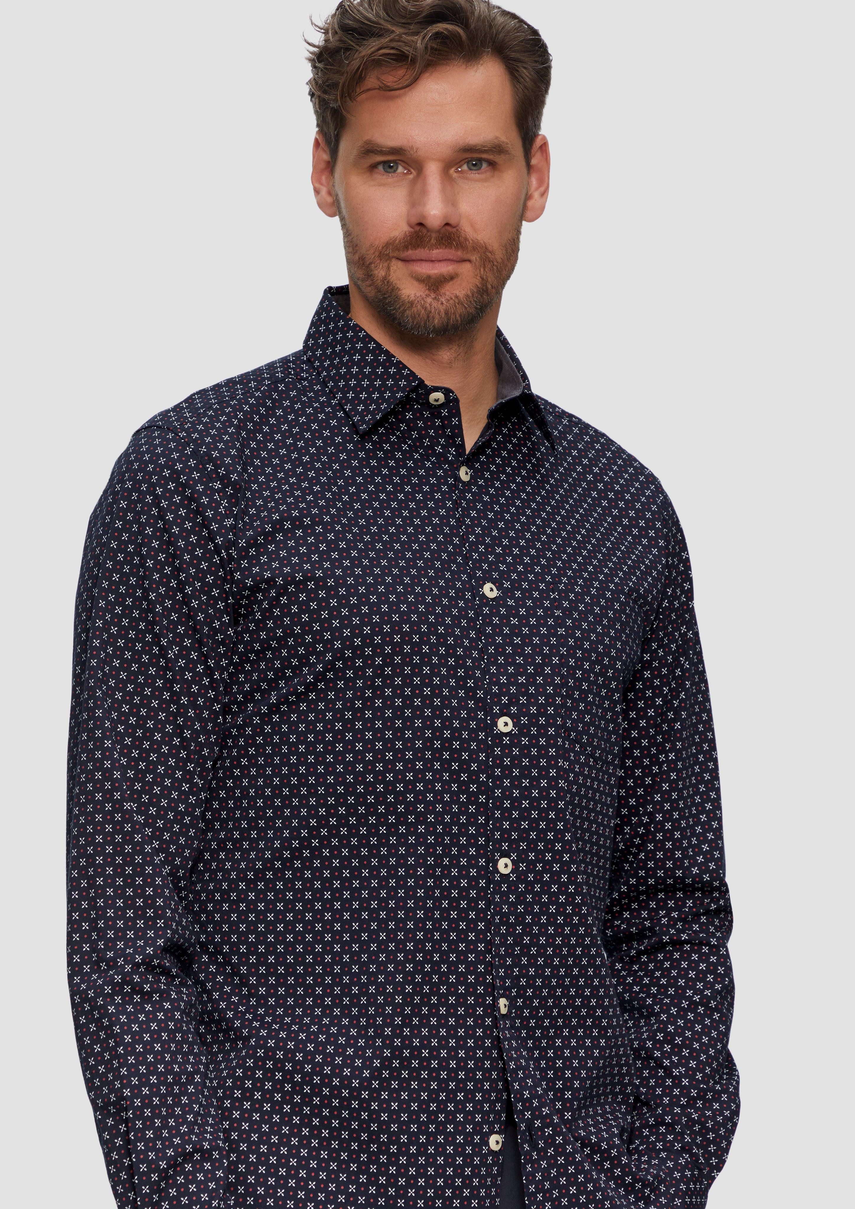 s.Oliver Langarmhemd Slim Fit: Gemustertes Hemd günstig online kaufen