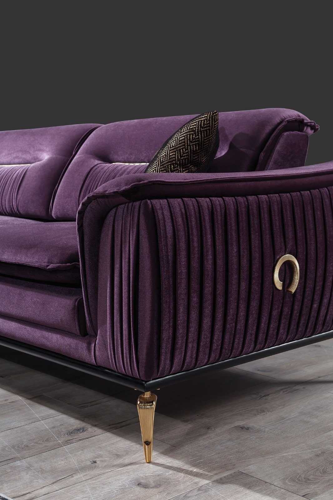 in Luxus-Microfaser Villa Bologna, Made Stk. Möbel 1 (100% Lila Polyester) Turkey, 2-Sitzer, Sofa Quality