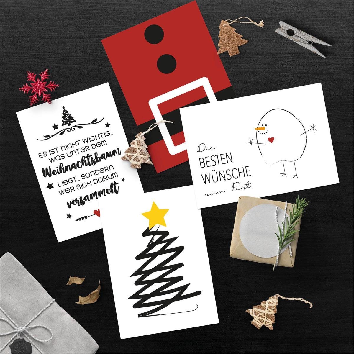 bigdaygraphix Weihnachtskarte 16 Weihnachtskarten - Postkarten 16 Merry Motive Christmas, 8