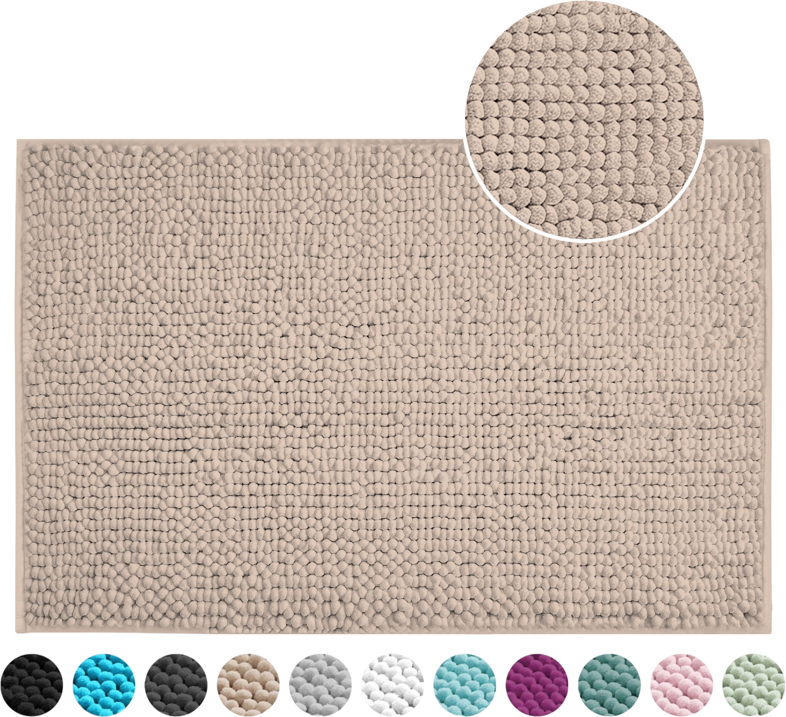 OTTO home Badematte Vanessa Chenille, Standard & Premium, 15cm oder 20cm, auch als 2er Set, rutschhemmend beschichtet, schnell trocknend, strapazierfähig, fußbodenheizungsgeeignet, Polyester, rechteckig, Uni Farben, besonders weich, flauschig, Badvorleger