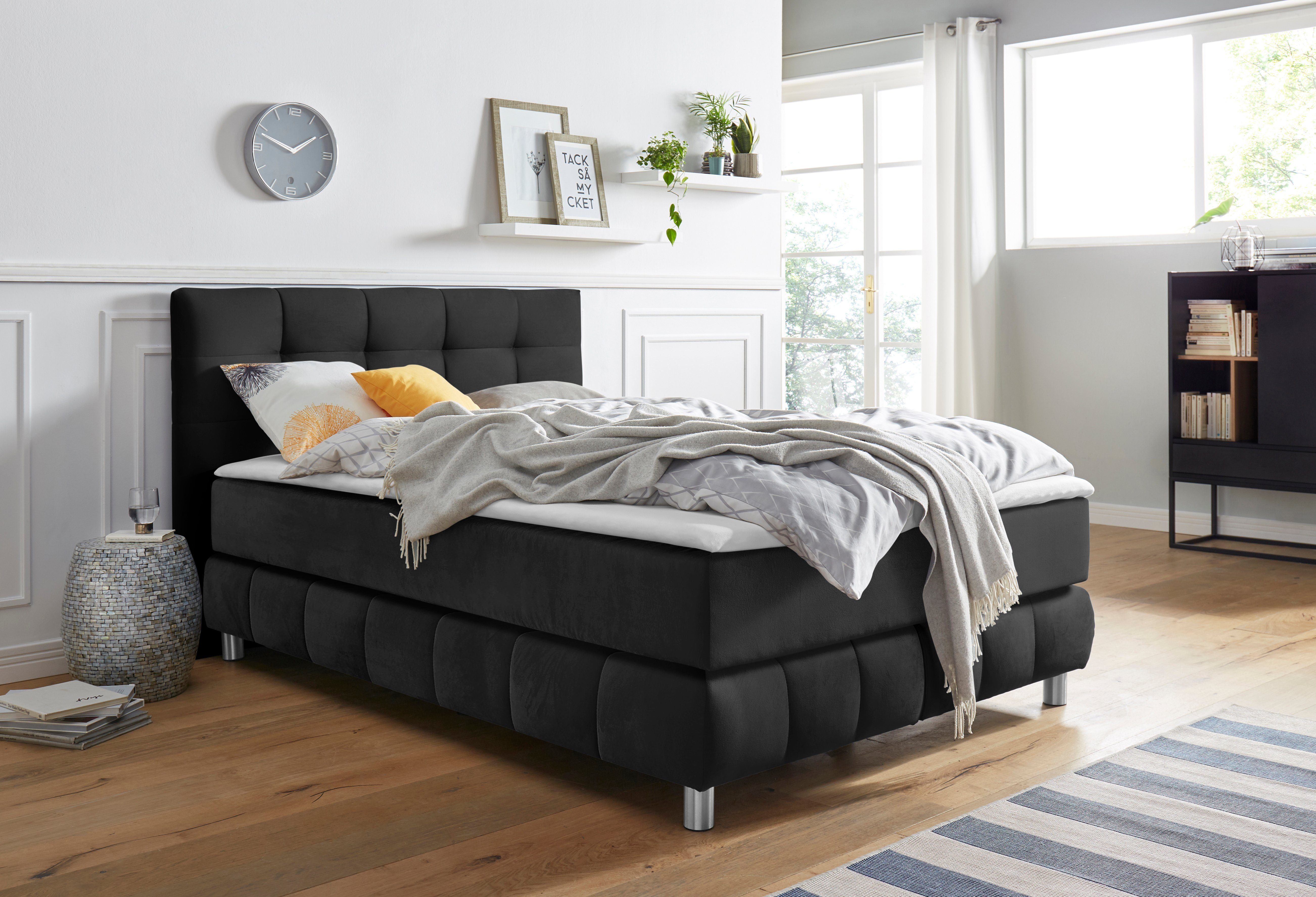 andas Boxspringbett Samtoptik Härtegrade 4 6 oder in Breiten in XXL, Struktur, 220cm, Überlänge Salo