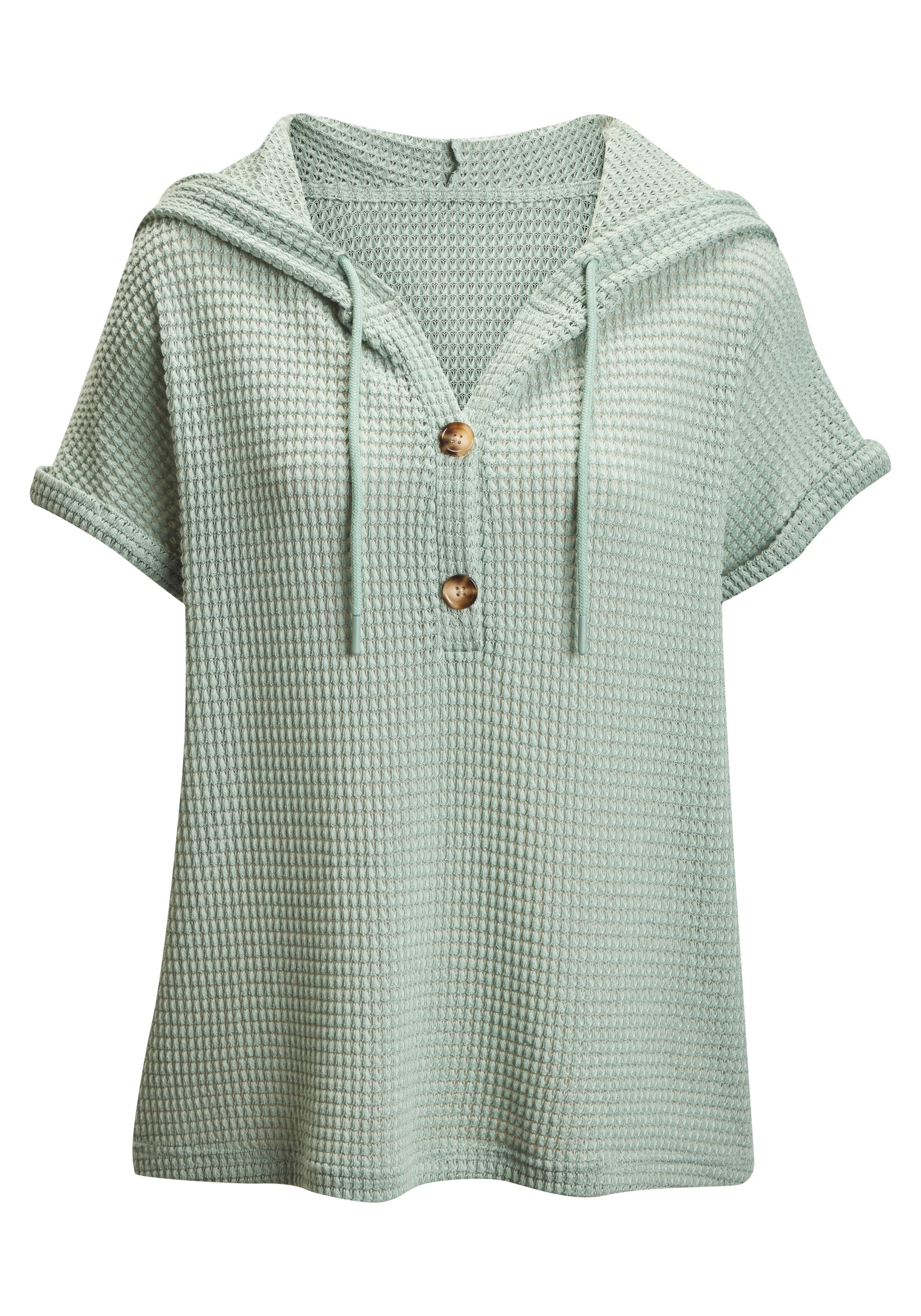 LASCANA Kapuzenshirt aus sommerlichem Waffelstrick Sommerhoody mit Knopfleiste