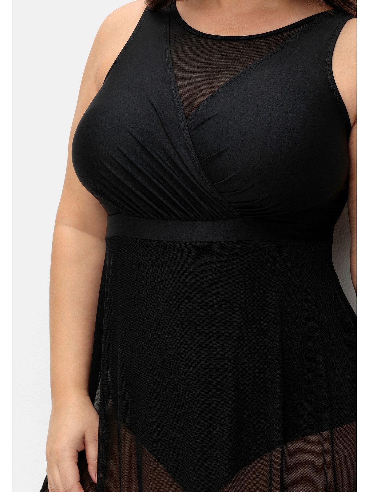Sheego Badekleid Große Größen mit Mesh-Rock und intergrierter Hose