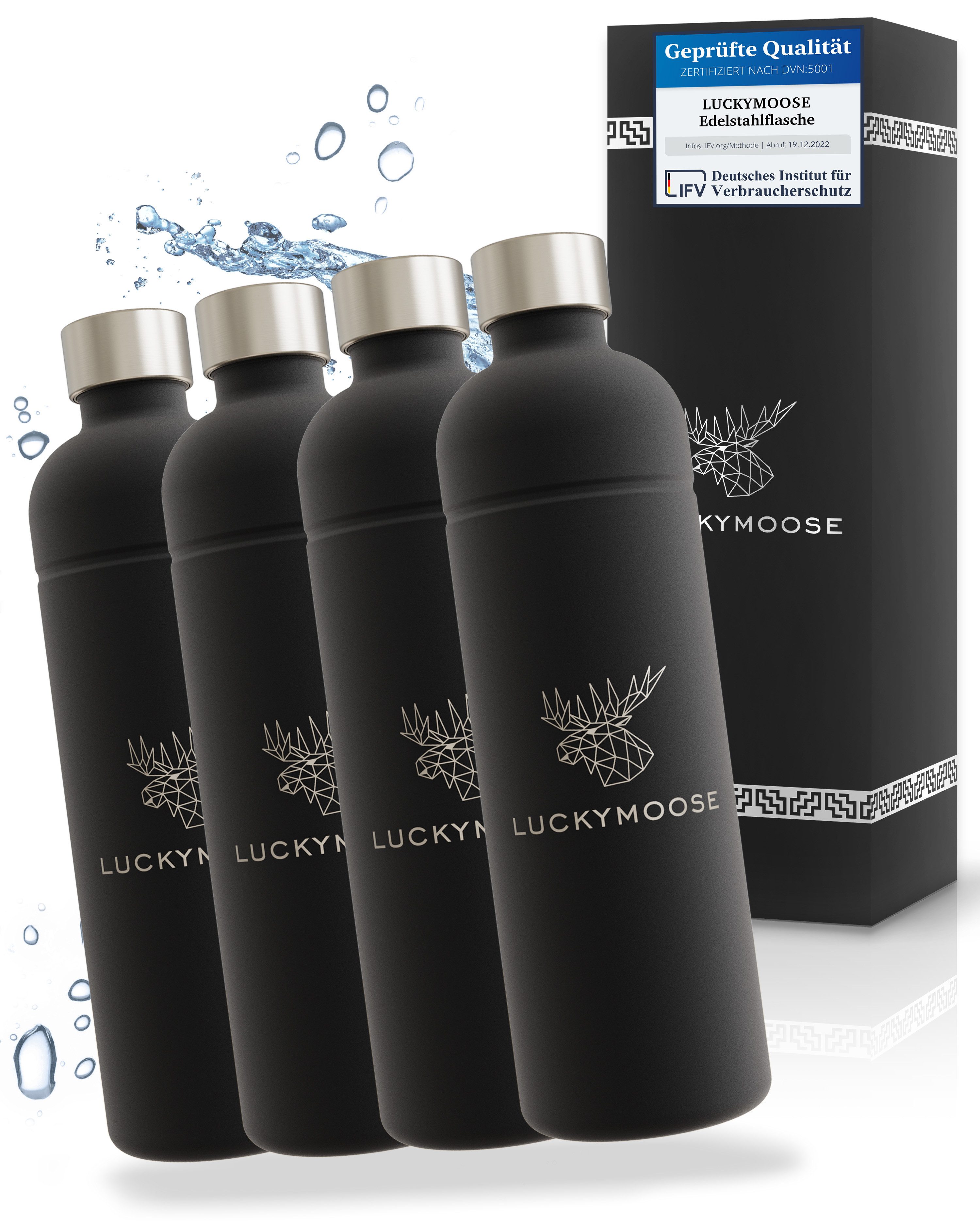 Luckymoose Wassersprudler Flasche Infinity, (für Aarke Carbonator 3, Phlips GoZero & Brita SodaOne), Spülmaschinenfest & ohne Ablaufdatum