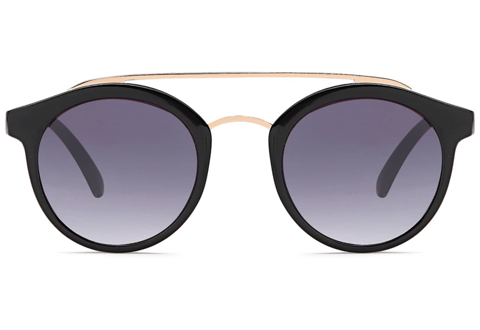 mit schwarzen Eyewear Linsen Unisex Deppelsteg Retrosonnenbrille Schwarz (1-St) BEZLIT Gold Sonnenbrille Designer