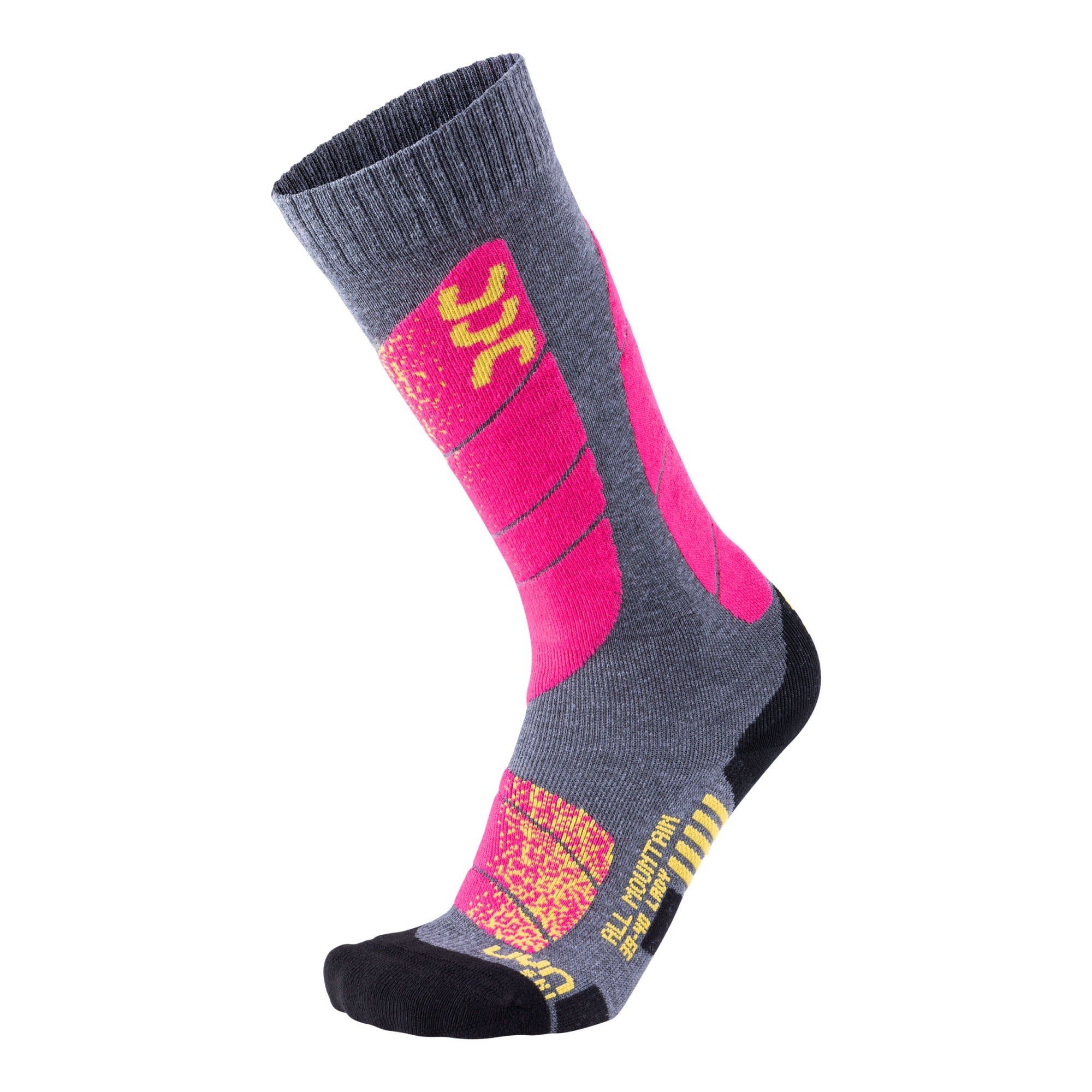UYN Damen Medium Uyn Socks Grey Ski Pink Mountain Melange Thermosocken - All W