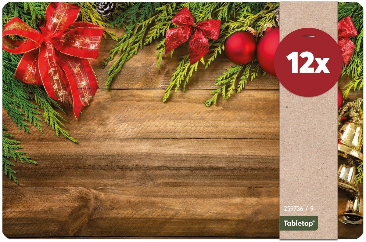 Platzset Abwaschbare Tischsets 12er Set Weihnachten Deko & Holz