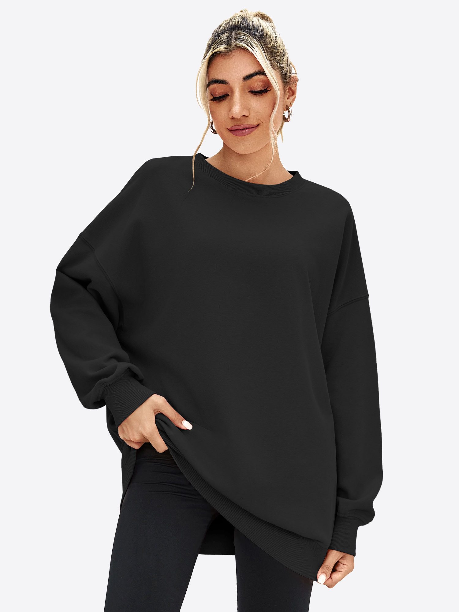 Imily Bela Sweatshirt Damen Oversize Pullover mit Rundhalsausschnitt (Packung, 1-tlg., 1per-Pack) Basic