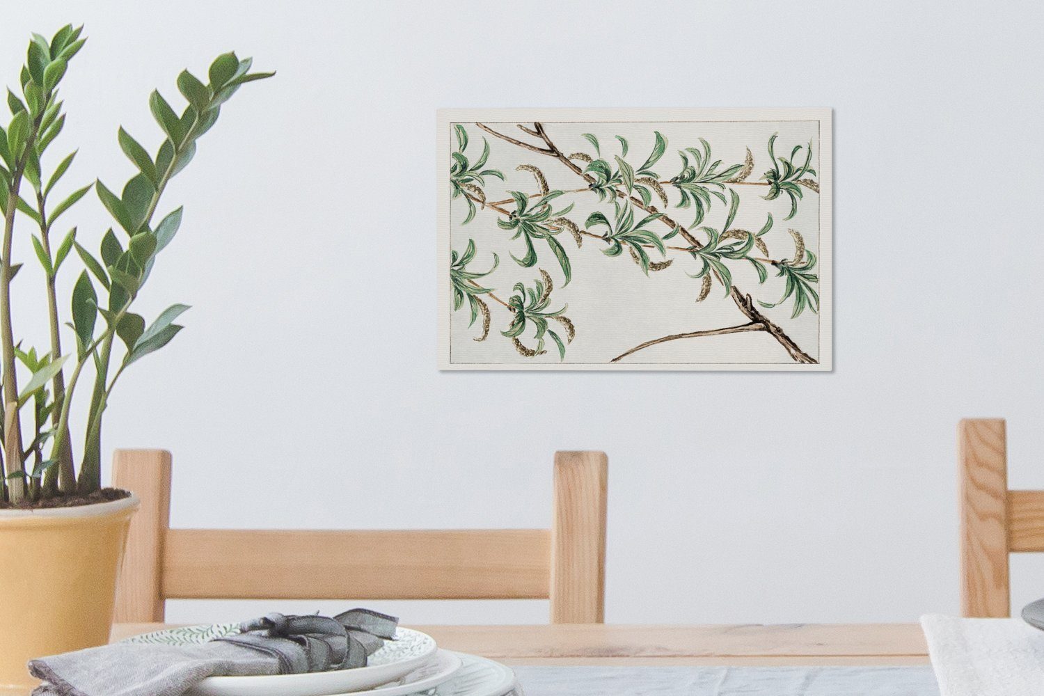 OneMillionCanvasses® Leinwandbild Dschungel - Zweig Japan, St), - Wandbild Leinwandbilder, - (1 cm Aufhängefertig, 30x20 Blätter Wanddeko