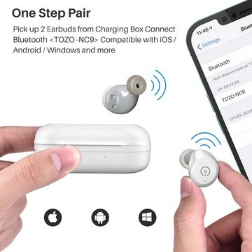 TOZO NC9 Bluetooth 5.3 Mit Hybrid Active Noise Cancellation In-Ear-Kopfhörer (Wasserfestigkeit für sorgenfreies Tragen bei Regen oder beim Training., Stereo In-Ear Headphones mit Immersive Sound, 3 Microphones)
