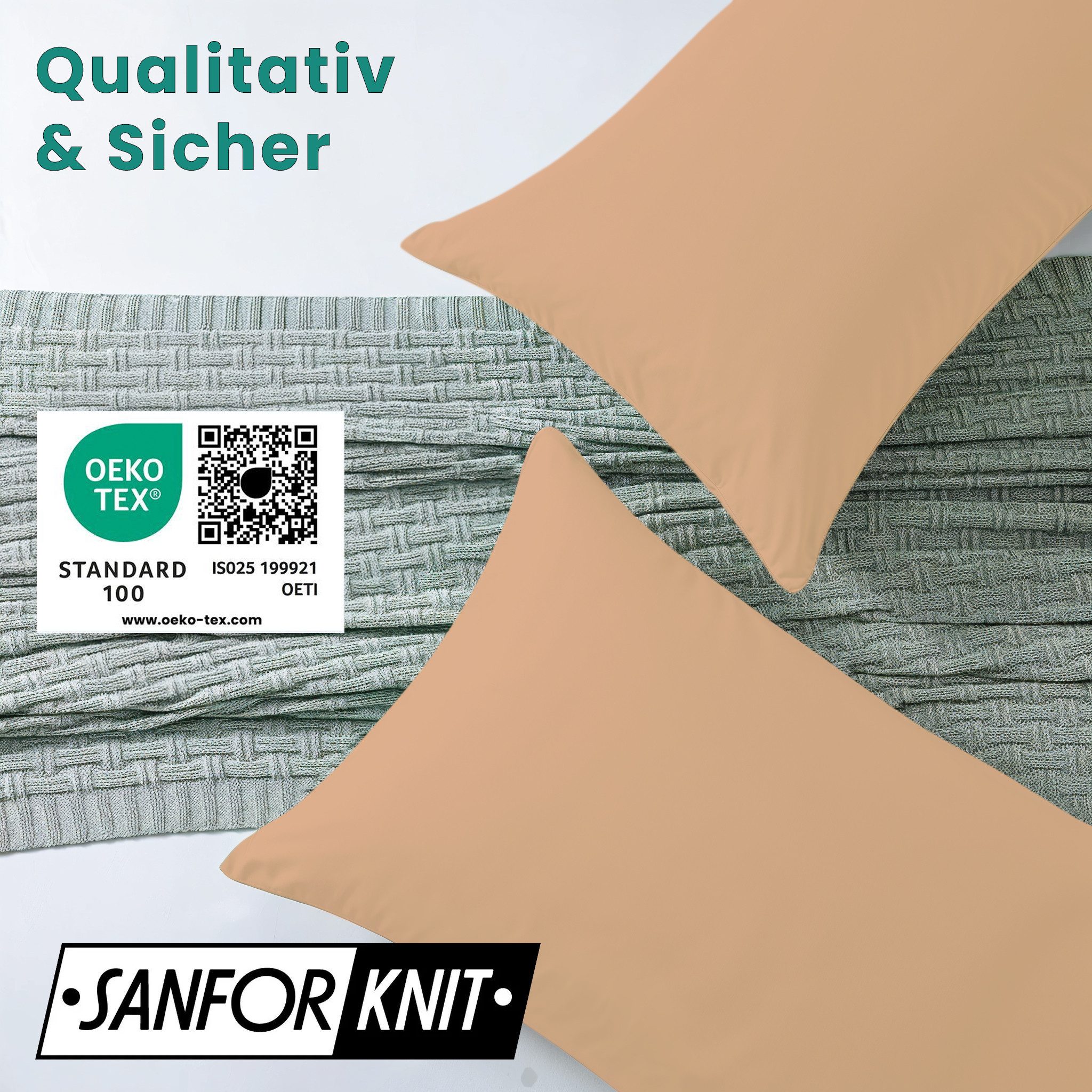 livessa Kissenbezug 2er Set Kissenbezug - Verdeckter Reißverschluss - Kopfkissenbezug, %100 Baumwolle Jersey Stoff 140 g/m², Ultra Weich und Atmungsaktiv