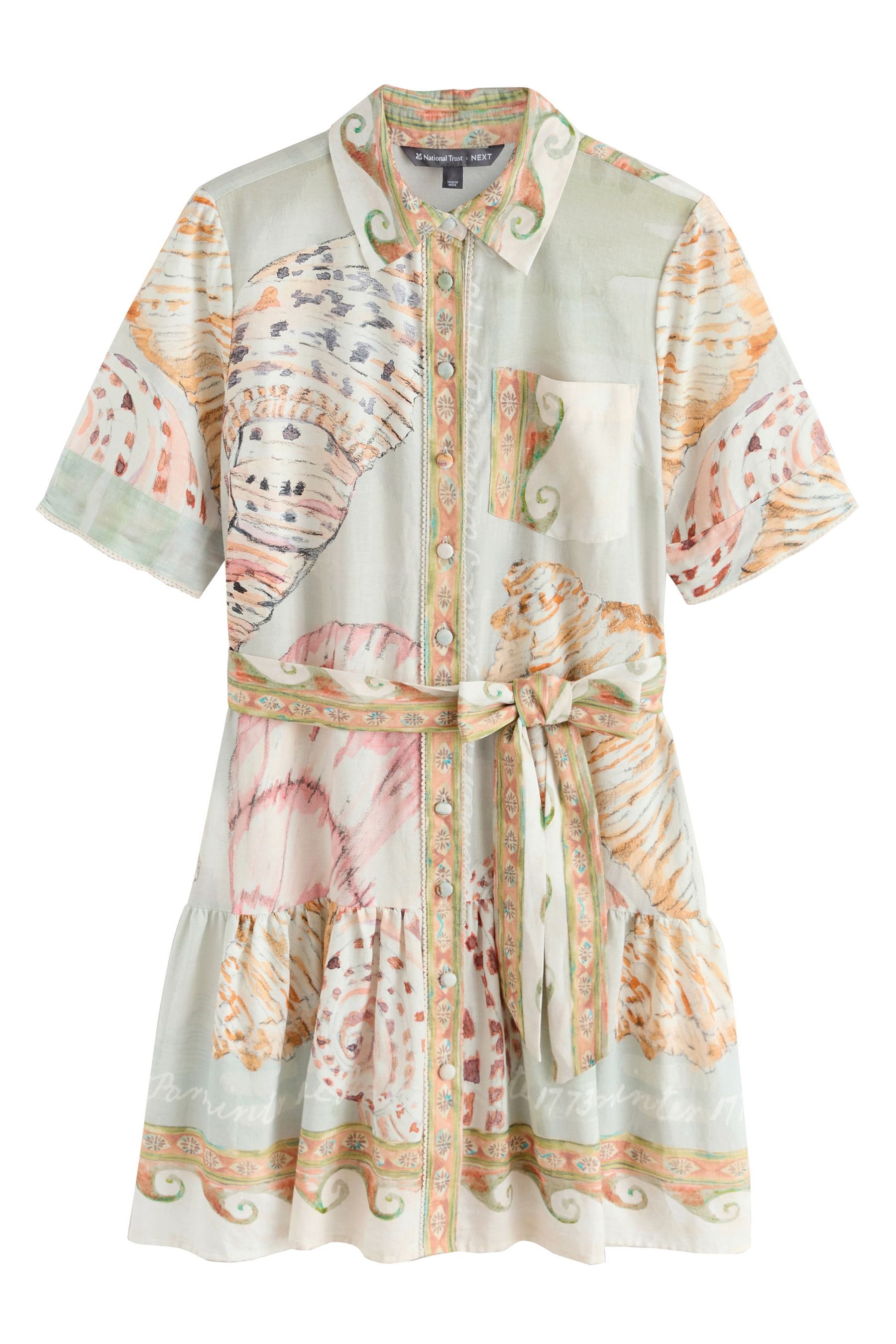 Next Hemdblusenkleid Hemdblusenkleid mit kurzen Ärmeln und Bindegürtel (1-tlg)