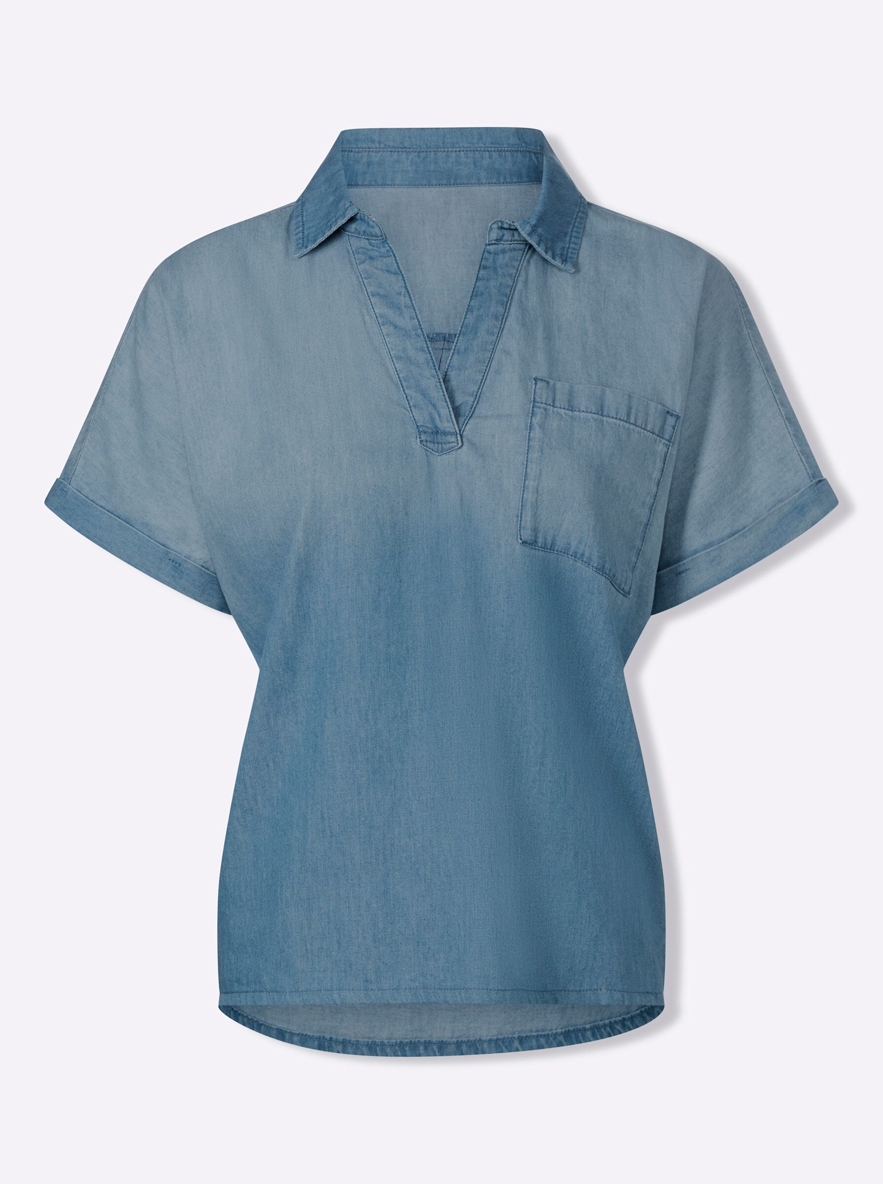 heine Klassische Bluse Jeansbluse Kurzarm