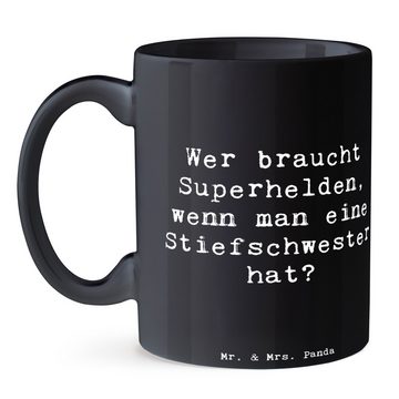 Mr. & Mrs. Panda Tasse Wie Superhelden - Schwarz - Geschenk, Papa, Mama, Oma, Kaffeebecher, Keramik, Langlebige Designs