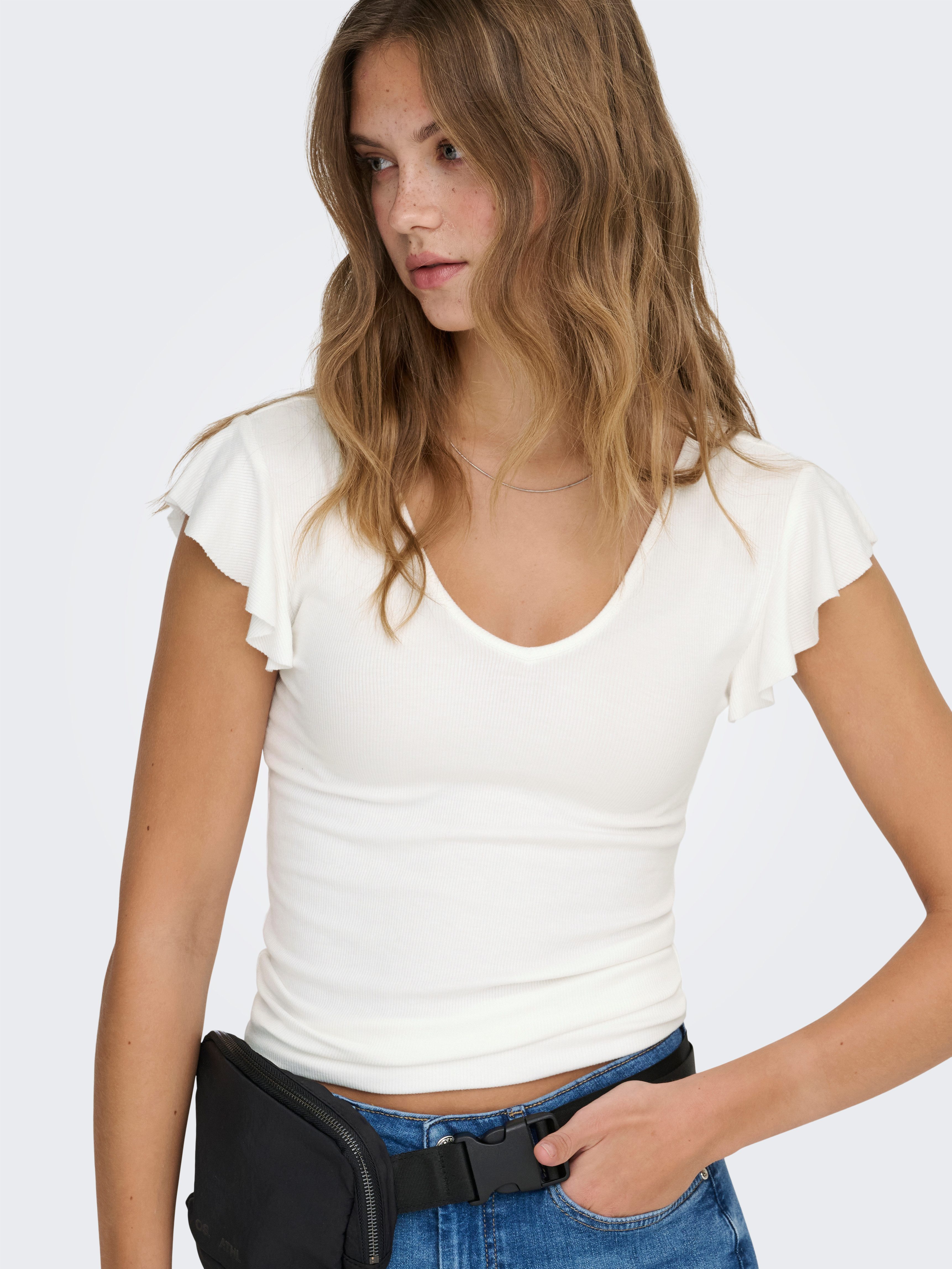 ONLY V-Shirt ONLBELIA – V-Ausschnitt für femininen Sommerkomfort Viskosemischung, regular fit, Rundhals