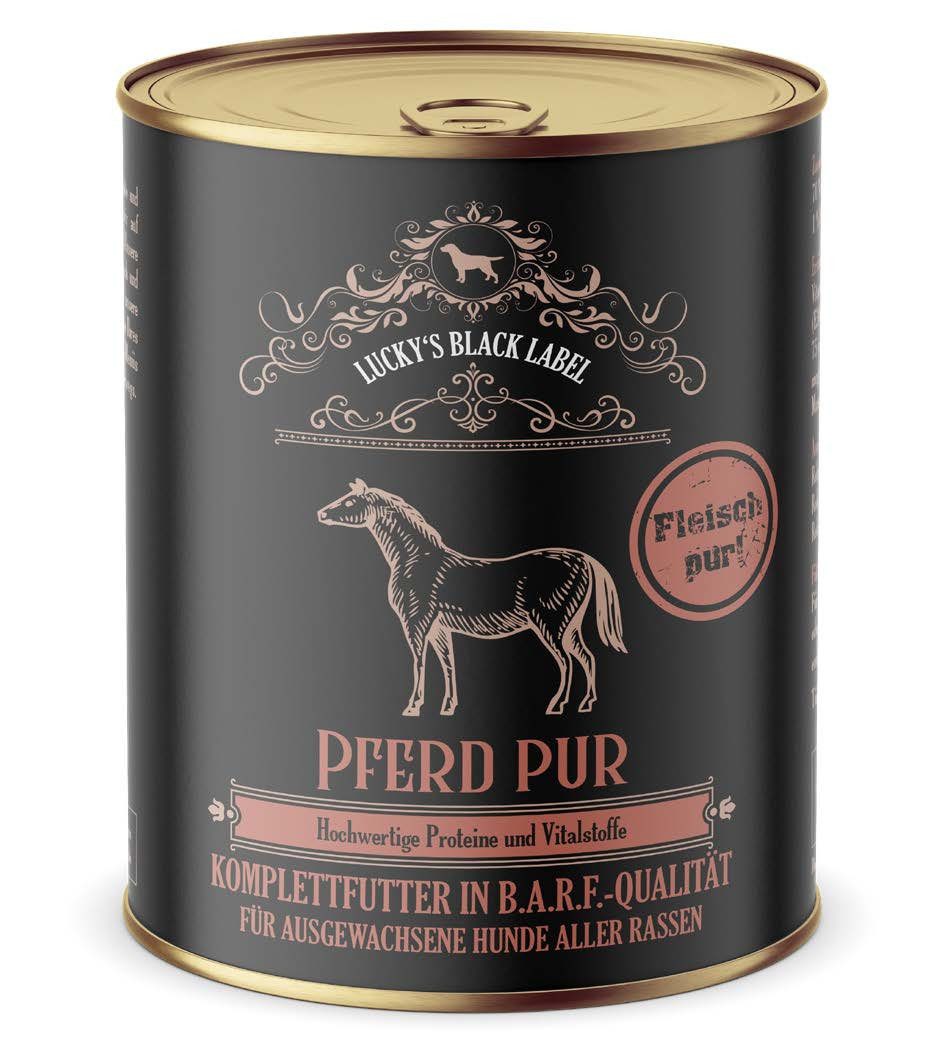 Lucky´s Black Label Pferd Pur, 800g, Monoprotein, Getreidefrei, Barf Qualität, reines Pferdefleisch