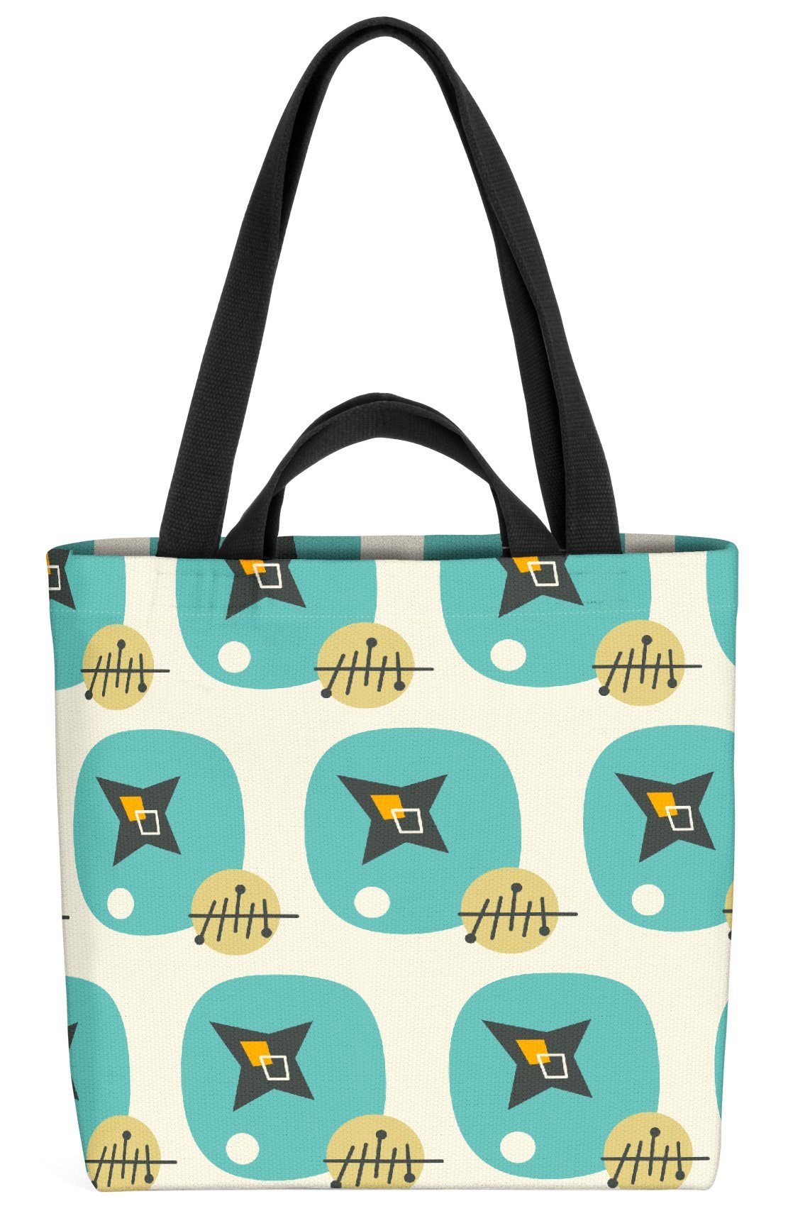 Wohnzim Muster 70er Muster 70er Design Retro Henkeltasche Sterne Deko (1-tlg), Design VOID Beige