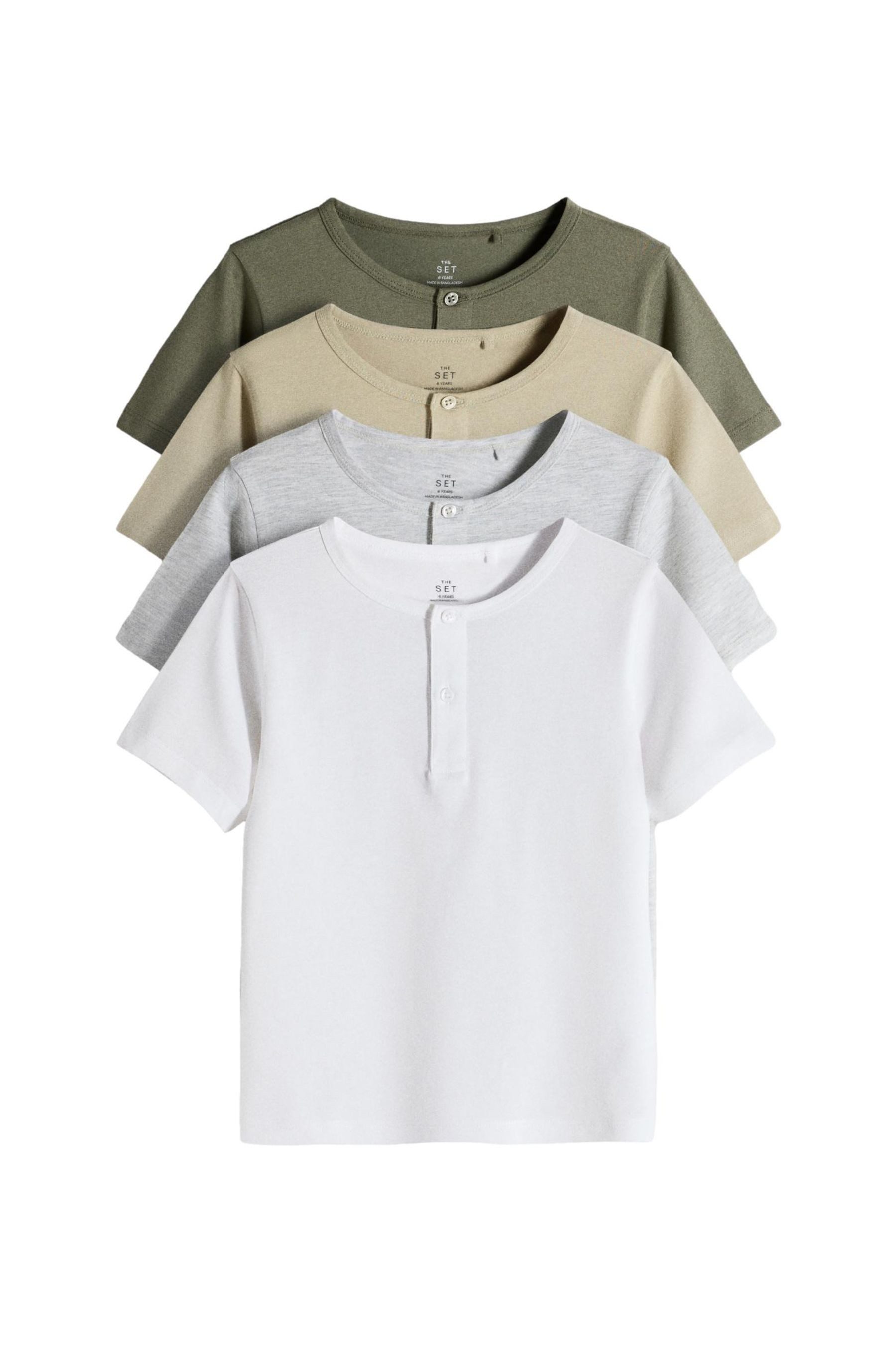 Henleyshirt The Set Kurzärmelige Henley-T-Shirts, 4er-Pack