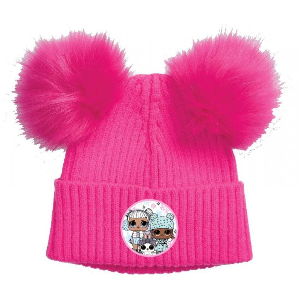 Strickmütze L.O.L. Surprise Strickmütze mit Bommeln / Pompons, Bommelmütze, pink