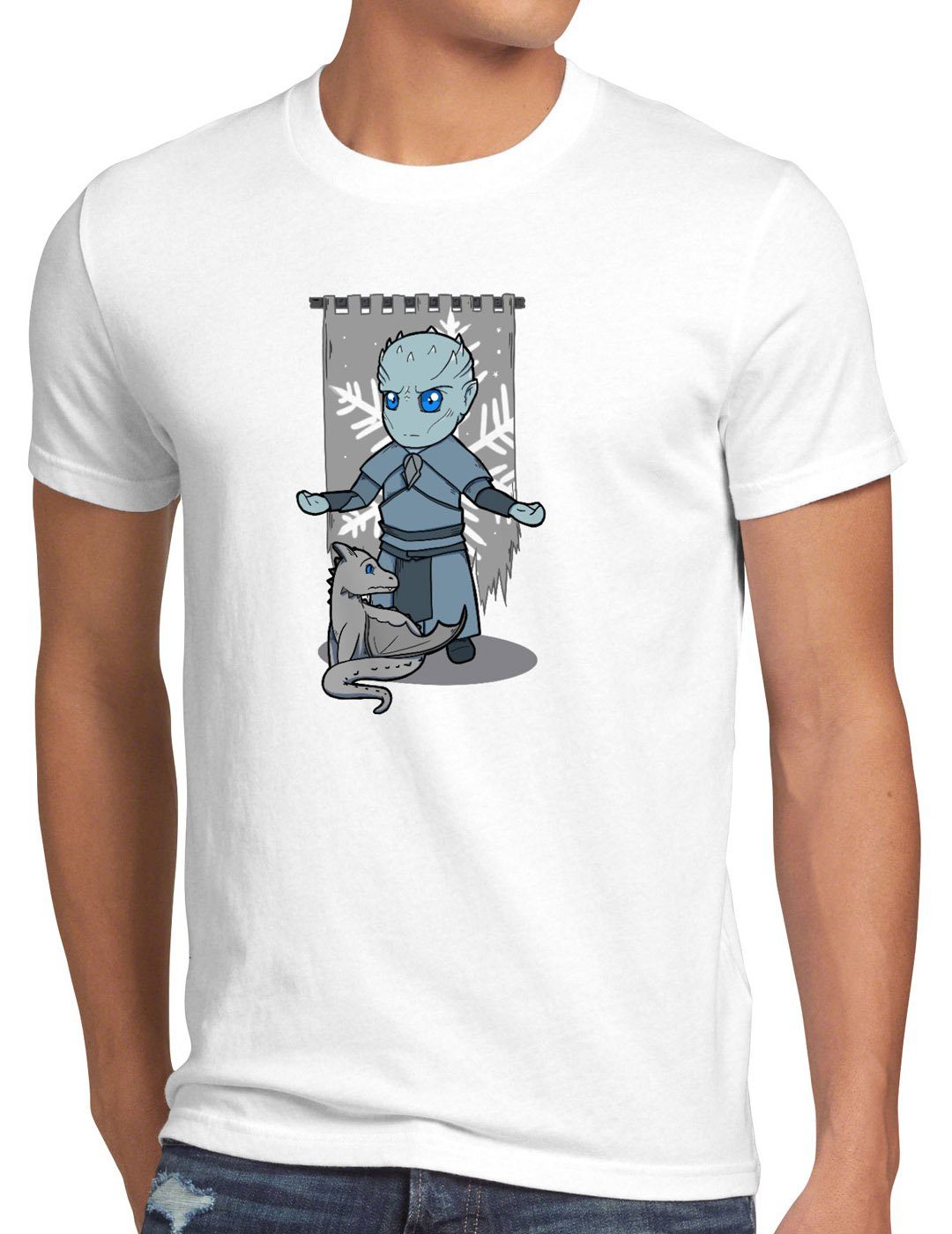 Herren T-Shirt wanderer Print-Shirt style3 weiße Chibi Nachtkönig