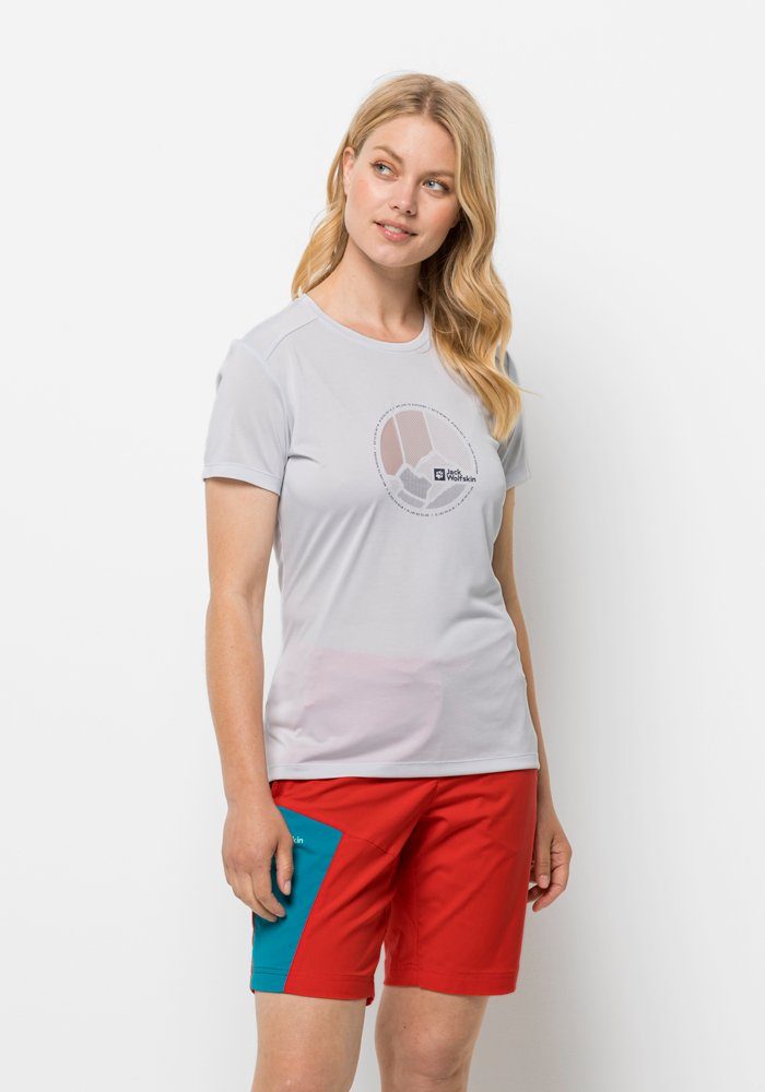 Jack Wolfskin T-Shirt CROSSTRAIL GRAPHIC T W white-cloud